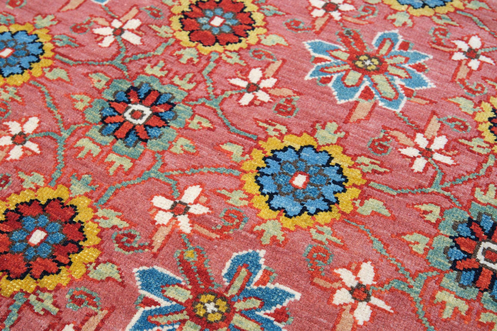 Wool Ararat Rugs Mina Khani Rug, 19th Century Persian Revival Carpet, Natural Dyed For Sale