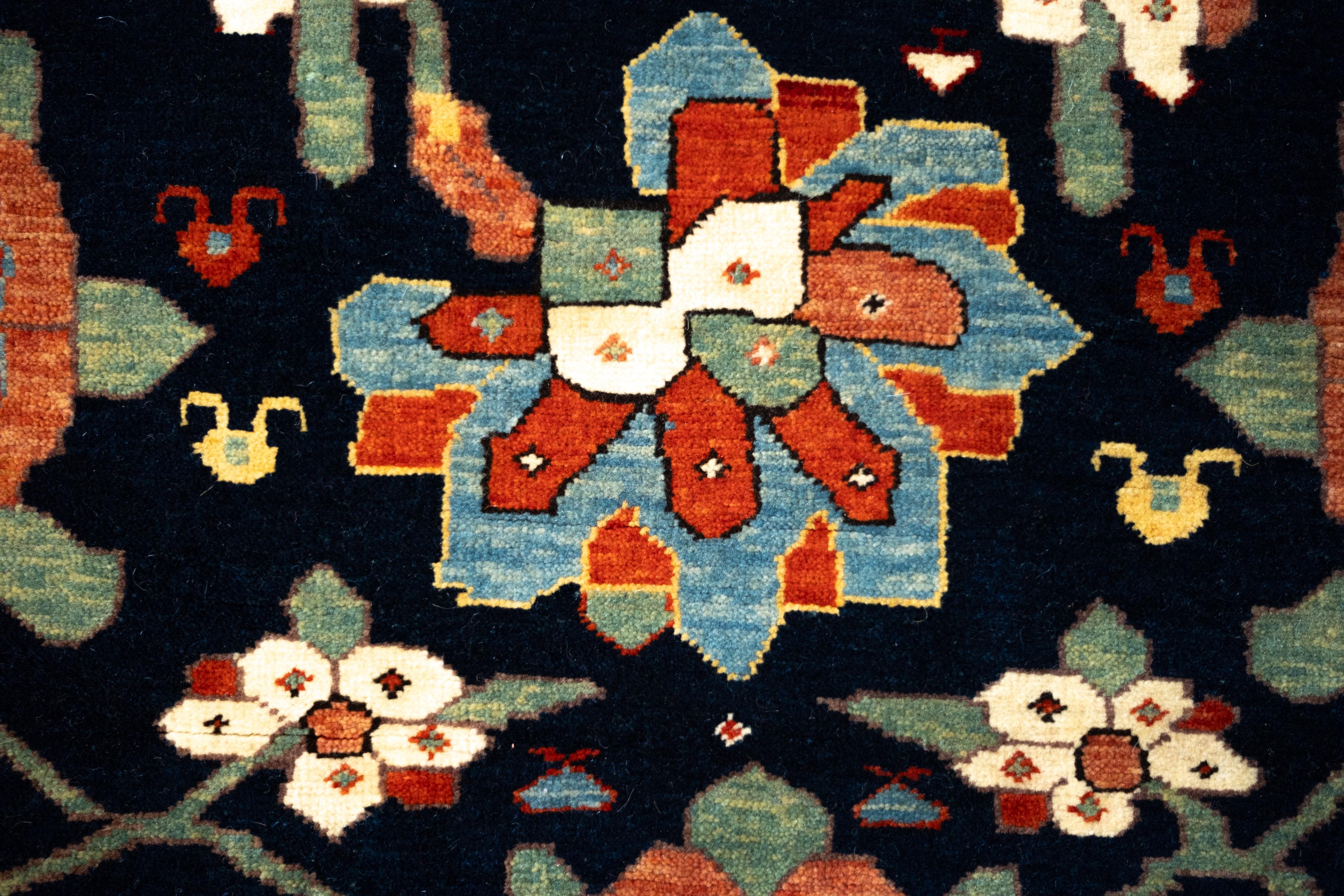 Wool Ararat Rugs Mina Khani Rug, 19th Century Persian Revival Carpet, Natural Dyed For Sale