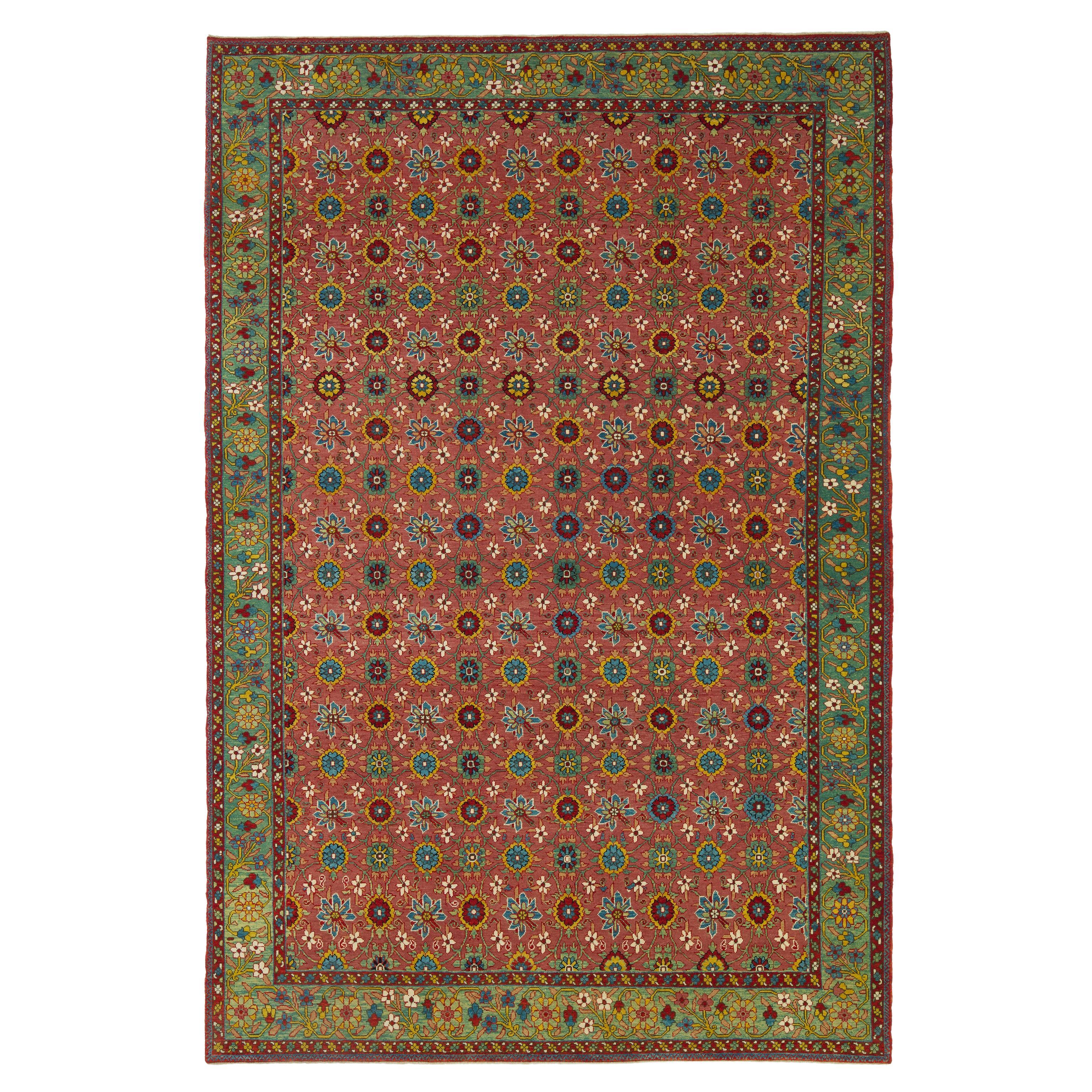 Ararat Rugs Mina Khani Rug, 19th Century Persian Revival Carpet, Natural Dyed For Sale