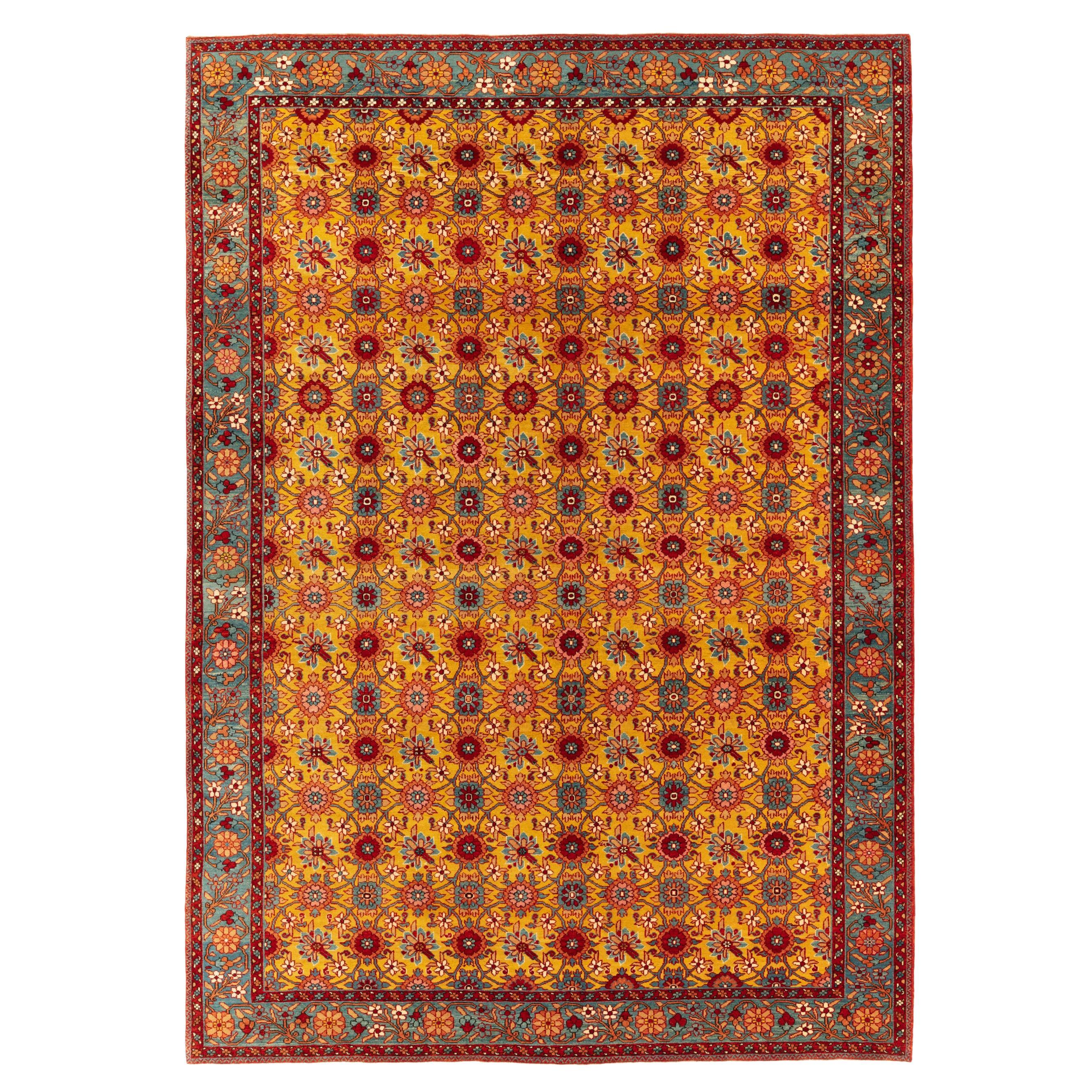 Ararat Rugs Mina Khani Rug, 19th Century Persian Revival Carpet, Natural Dyed For Sale