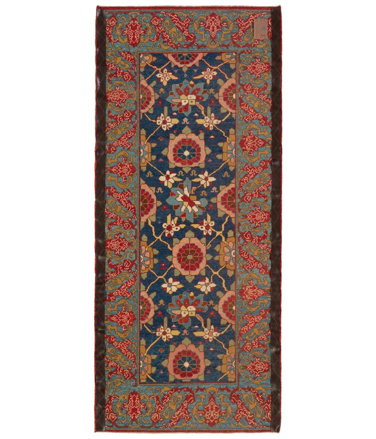 The source of the rug comes from the book Antique Rugs of Kurdistan: A Historical Legacy of Woven Art, James D. Burns, 2002, no. 4. This was an exclusive example of a Mina Khani lattice design mid-19th century rug from Koliya'i, the Southern