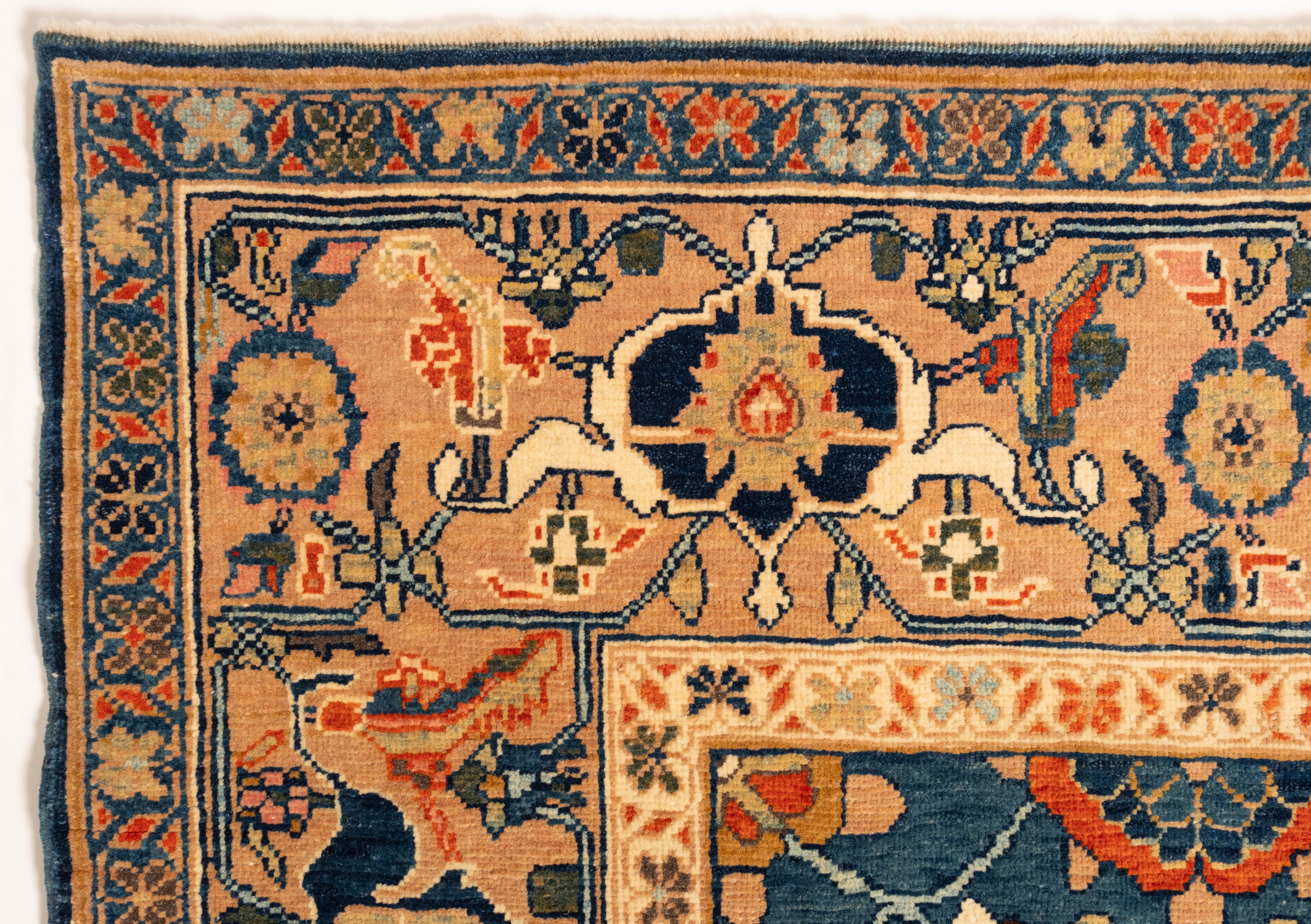 Hand-Knotted Ararat Rugs Mina Khani Rug with Bidjar Border Persian Revival Carpet Natural Dye For Sale