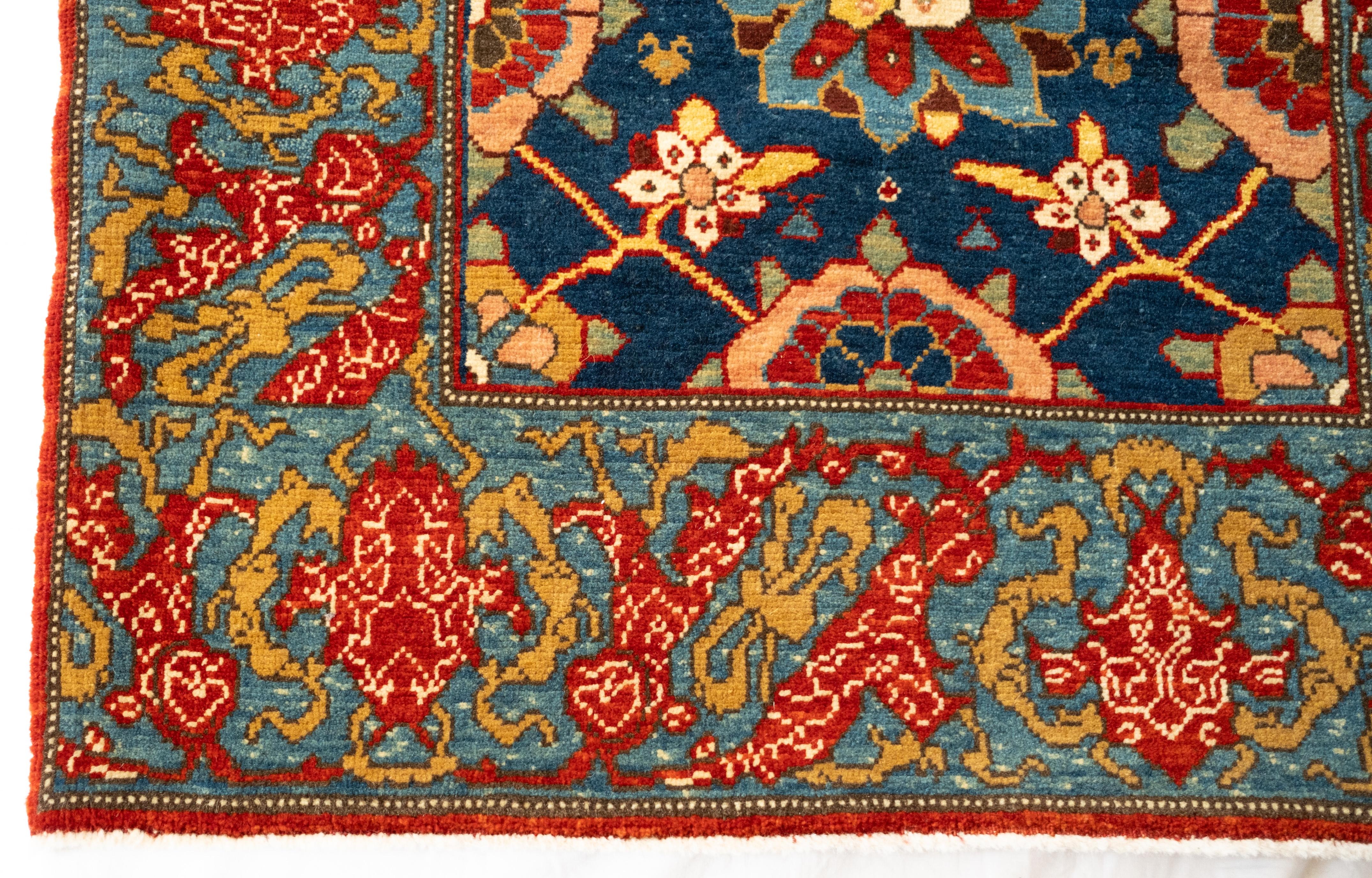 Vegetable Dyed Ararat Rugs Mina Khani Rug with Bidjar Border Persian Revival Carpet Natural Dye For Sale