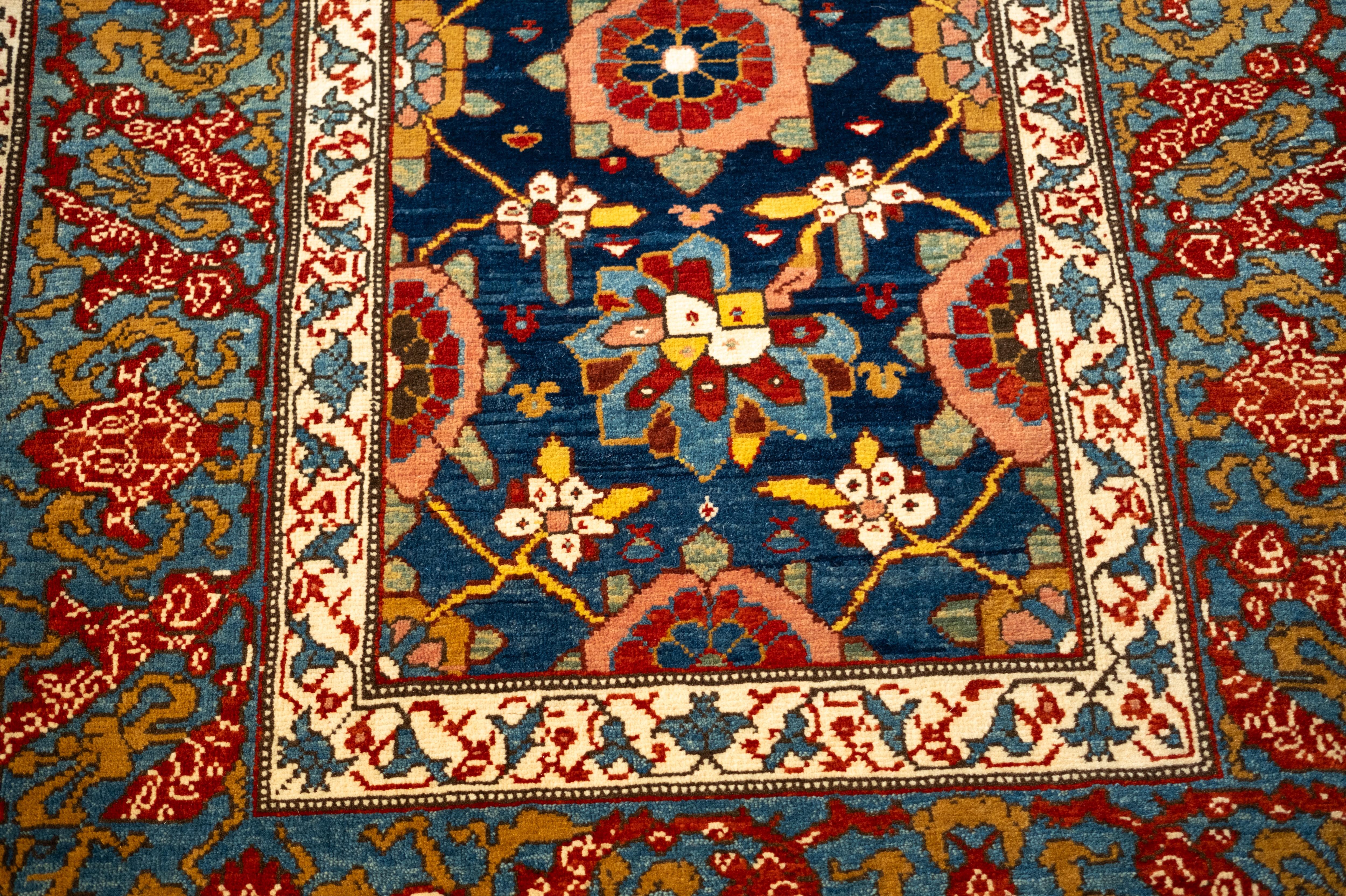 Wool Ararat Rugs Mina Khani Rug with Bidjar Border Persian Revival Carpet Natural Dye For Sale