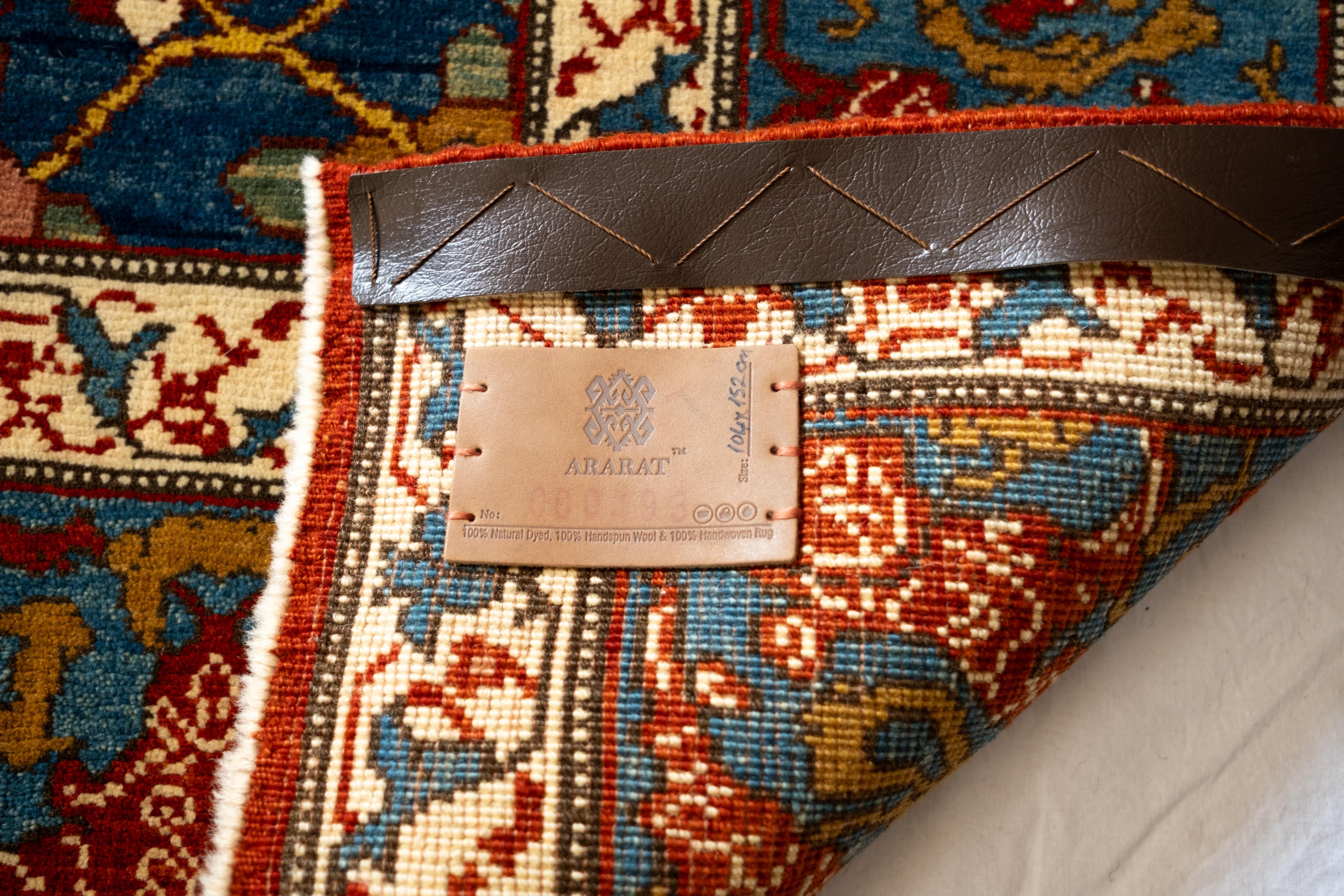 Ararat Rugs Mina Khani Rug with Bidjar Border Persian Revival Carpet Natural Dye For Sale 1