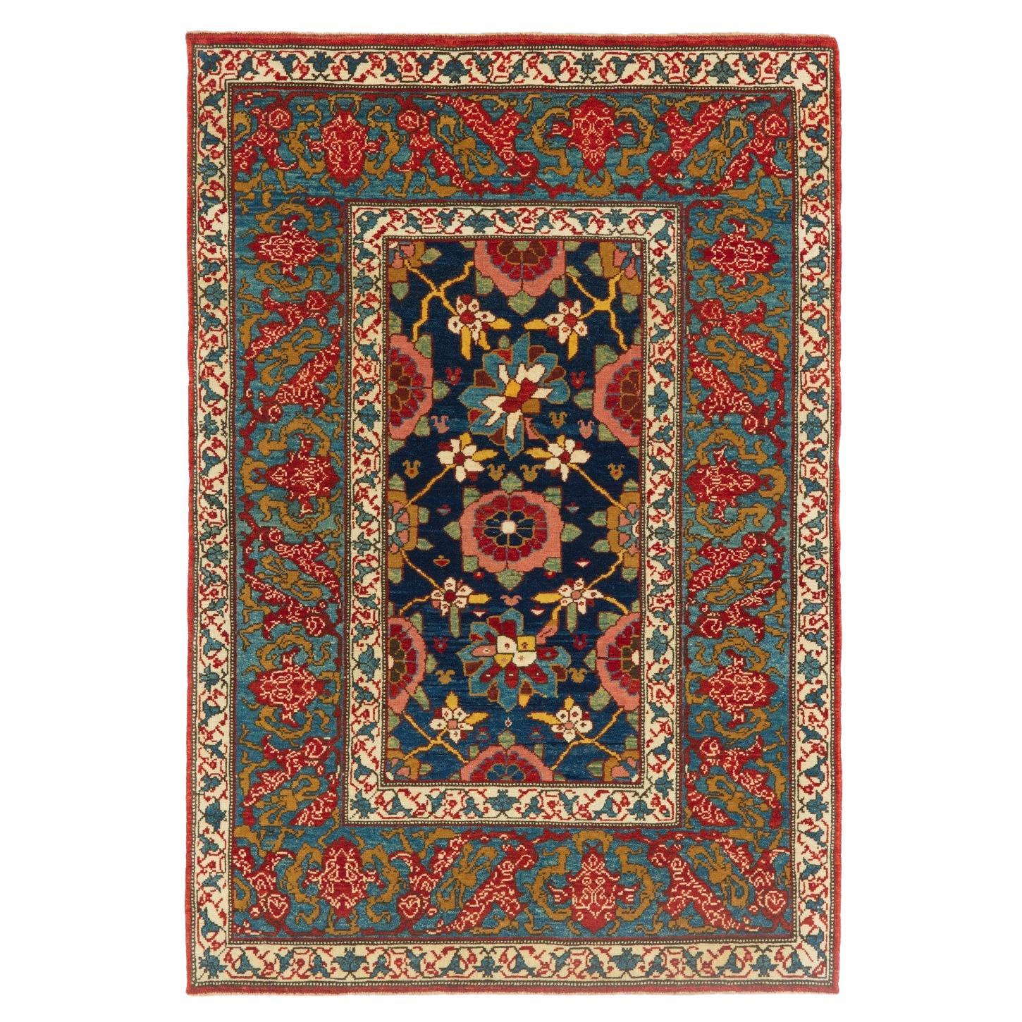 Ararat Rugs Mina Khani Rug with Bidjar Border Persian Revival Carpet Natural Dye For Sale