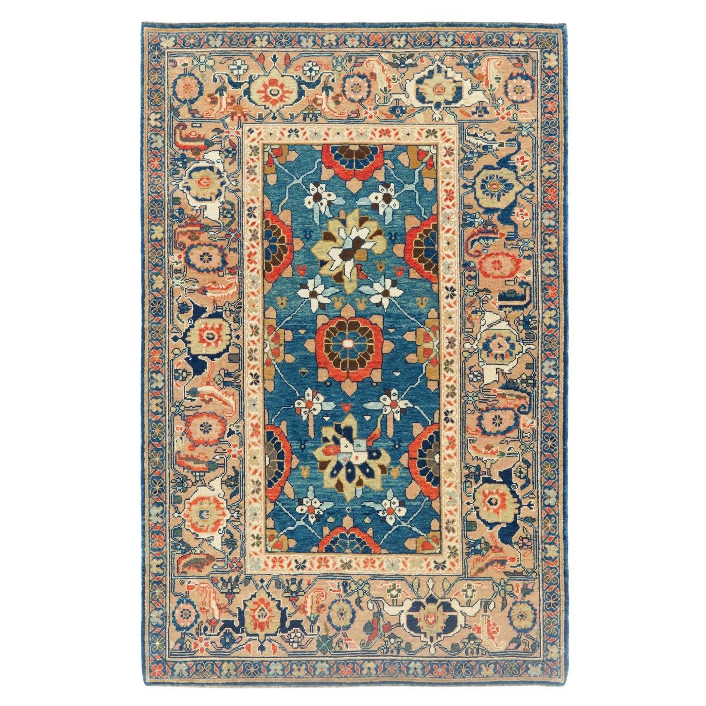 Ararat Rugs Mina Khani Rug with Bidjar Border Persian Revival Carpet Natural Dye For Sale