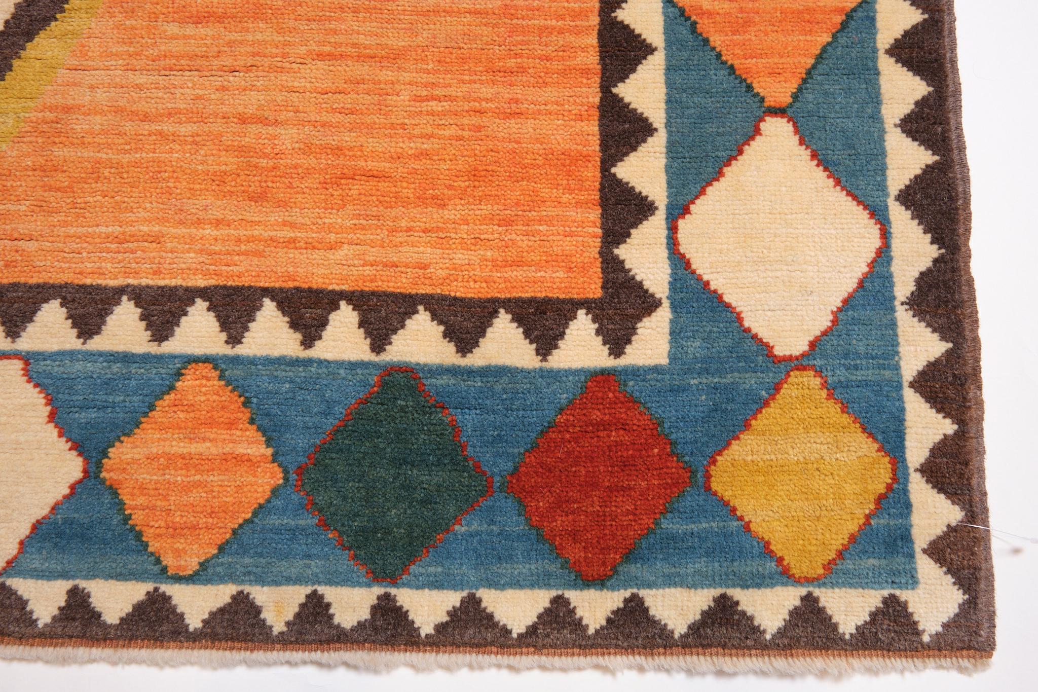 Oushak Ararat Rugs Modern Design Gabbeh Rug, Persian Mid-Century Design Natural Dyed For Sale