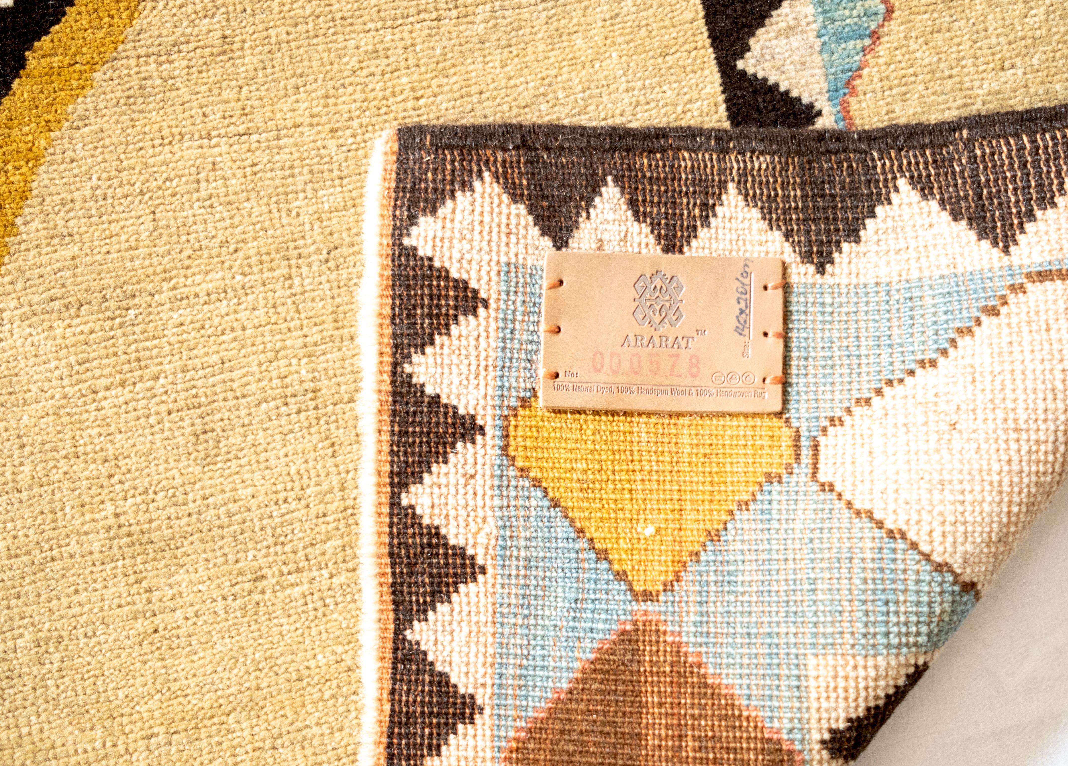 Turkish Ararat Rugs Modern Design Gabbeh Rug, Persian Mid-Century Design Natural Dyed For Sale