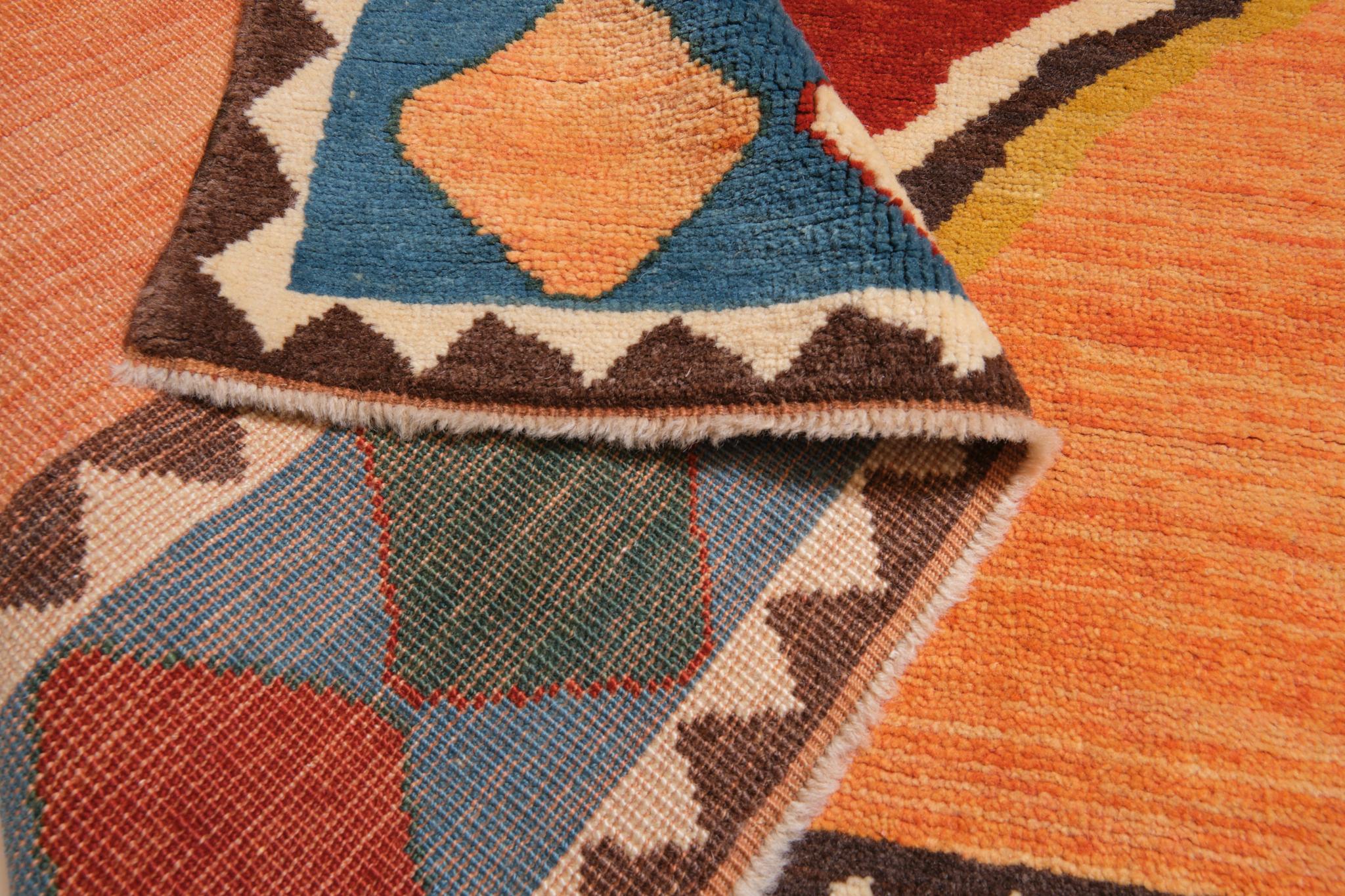 Vegetable Dyed Ararat Rugs Modern Design Gabbeh Rug, Persian Mid-Century Design Natural Dyed For Sale