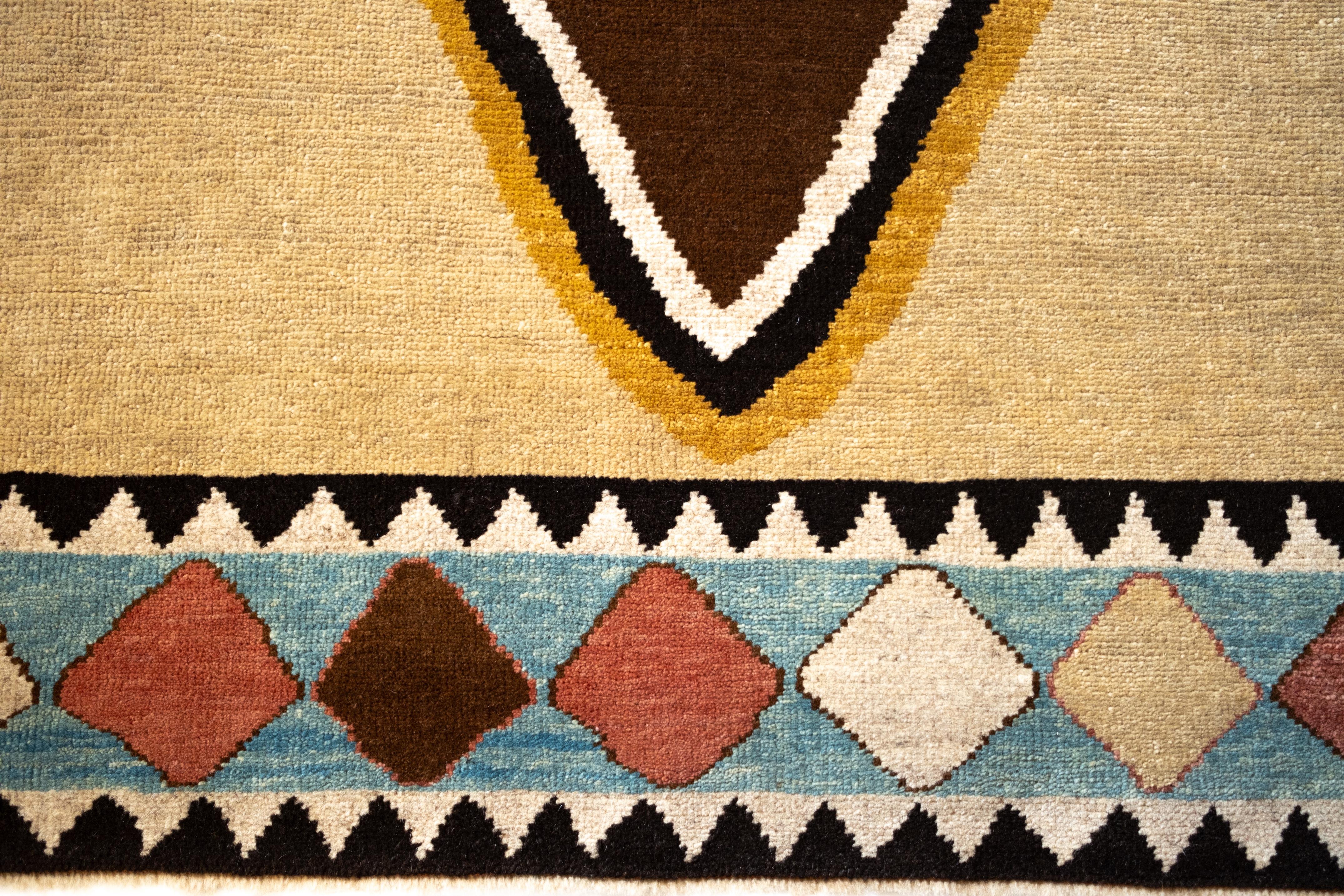 Vegetable Dyed Ararat Rugs Modern Design Gabbeh Rug, Persian Mid-Century Design Natural Dyed For Sale