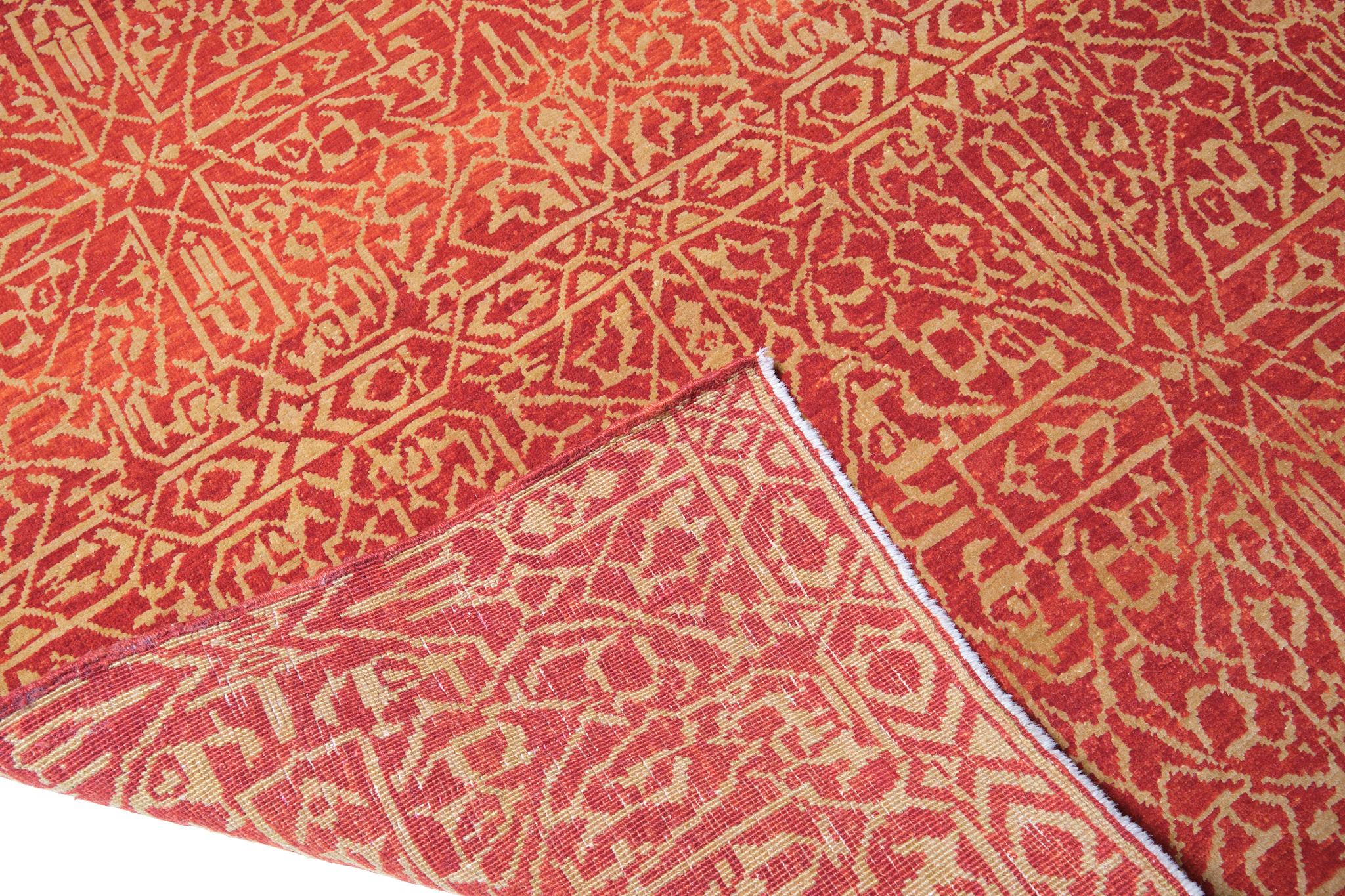Revival Ararat Rugs Modern Rug with Mamluk Geometric Design, Natural Dyed Carpet For Sale