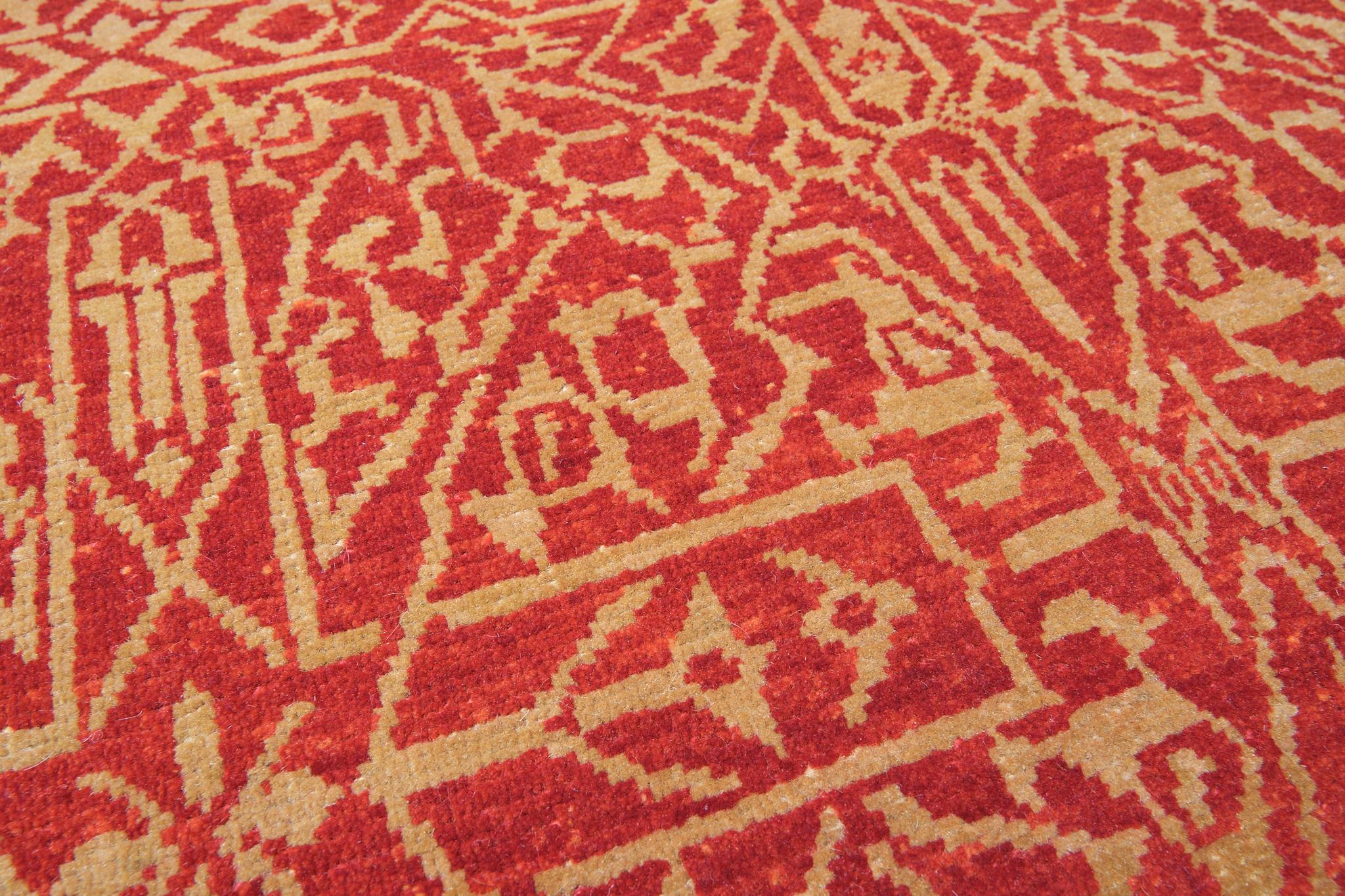 Turkish Ararat Rugs Modern Rug with Mamluk Geometric Design, Natural Dyed Carpet For Sale