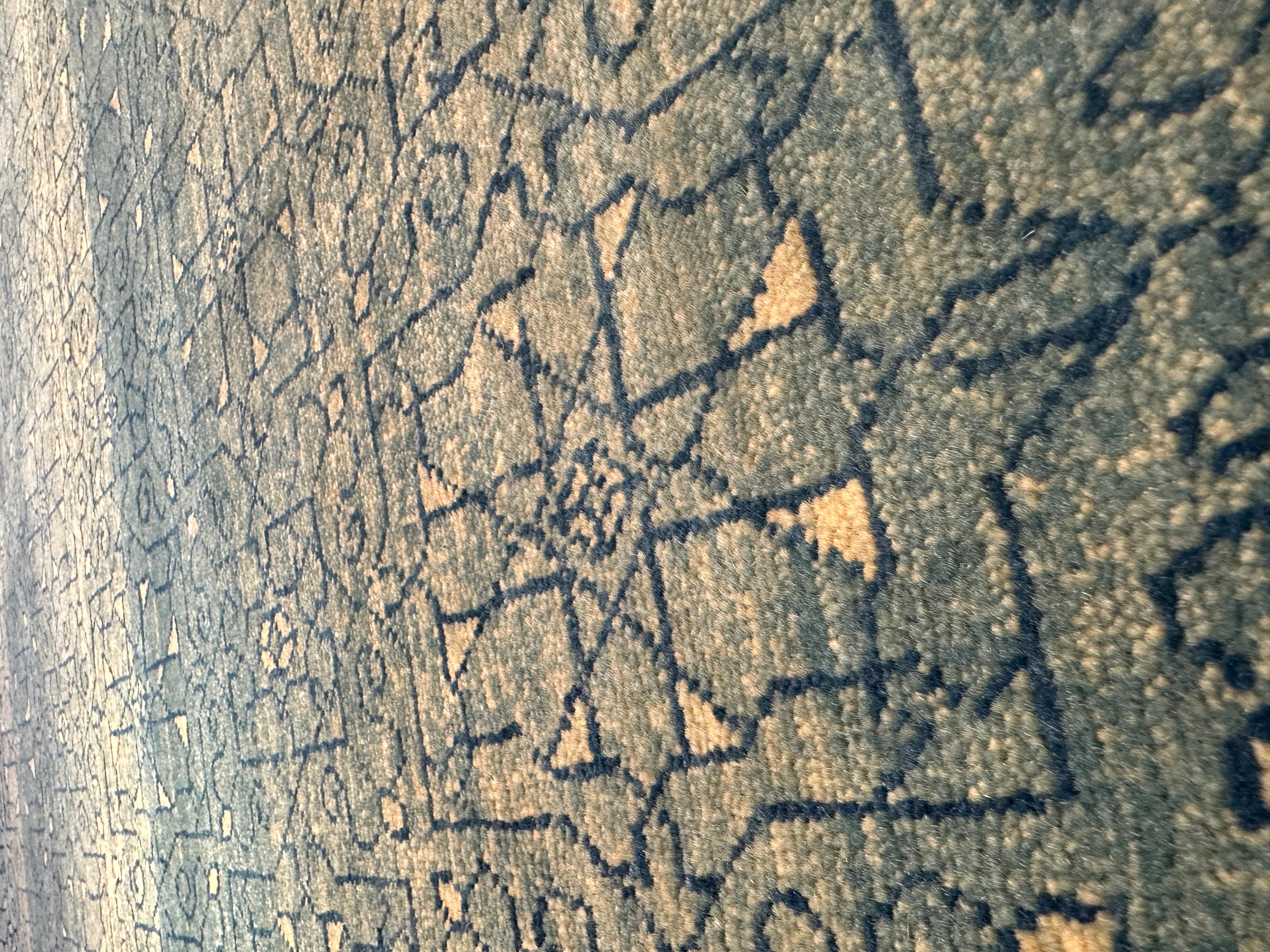 Revival Ararat Rugs Modern Rug with Mamluk Jerrehian Border Design, Natural Dyed Carpet For Sale