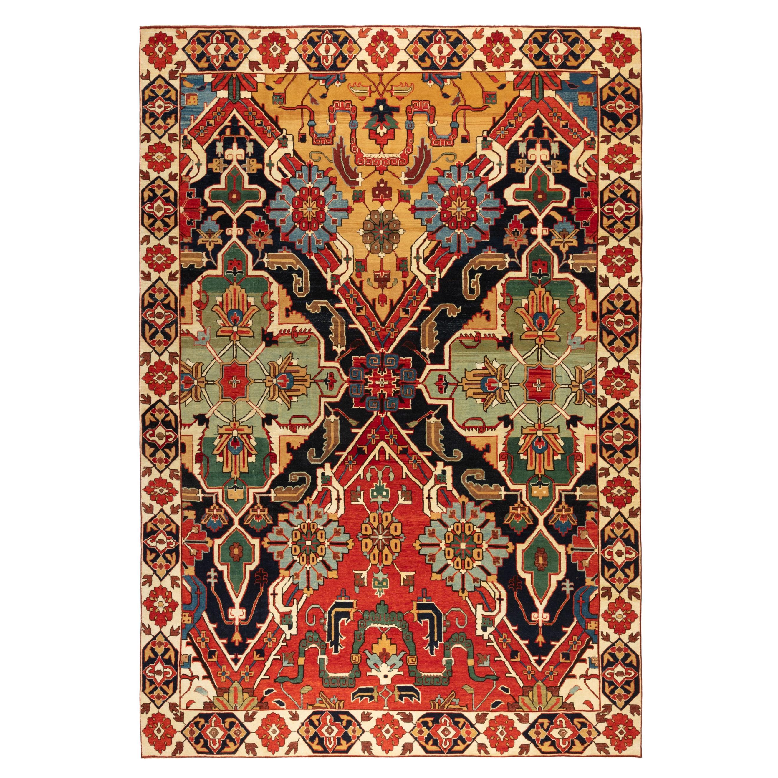 Ararat-Teppich Nigde Teppich - Antiker Teppich im Kaukasus-Revival-Stil - Naturfarben  im Angebot