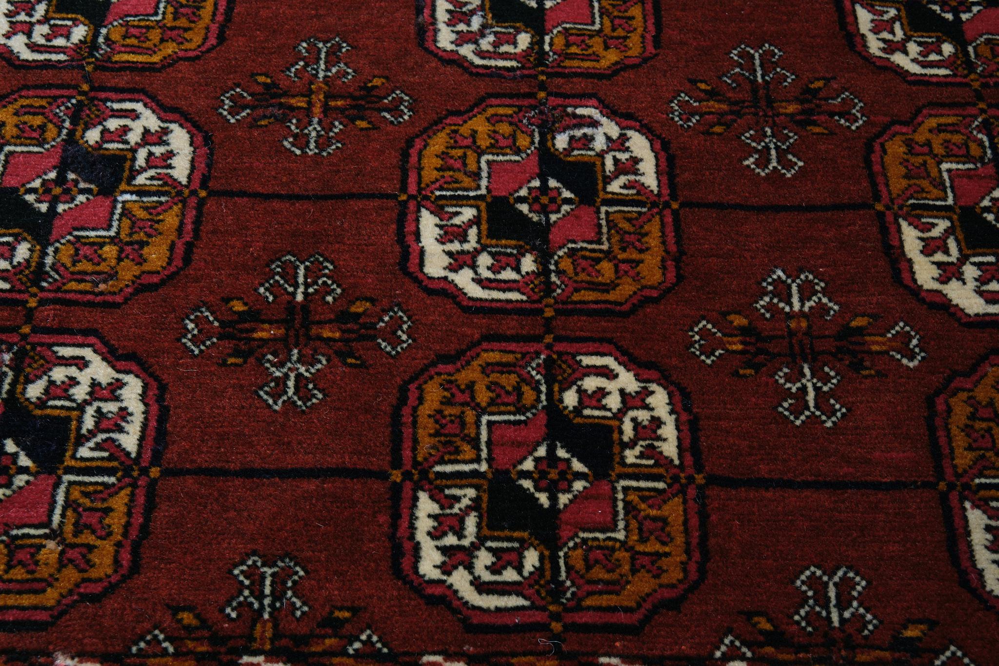 Uzbek Old Vintage Tekke Bukhara Turkmen Carpet, Turkoman Rug For Sale