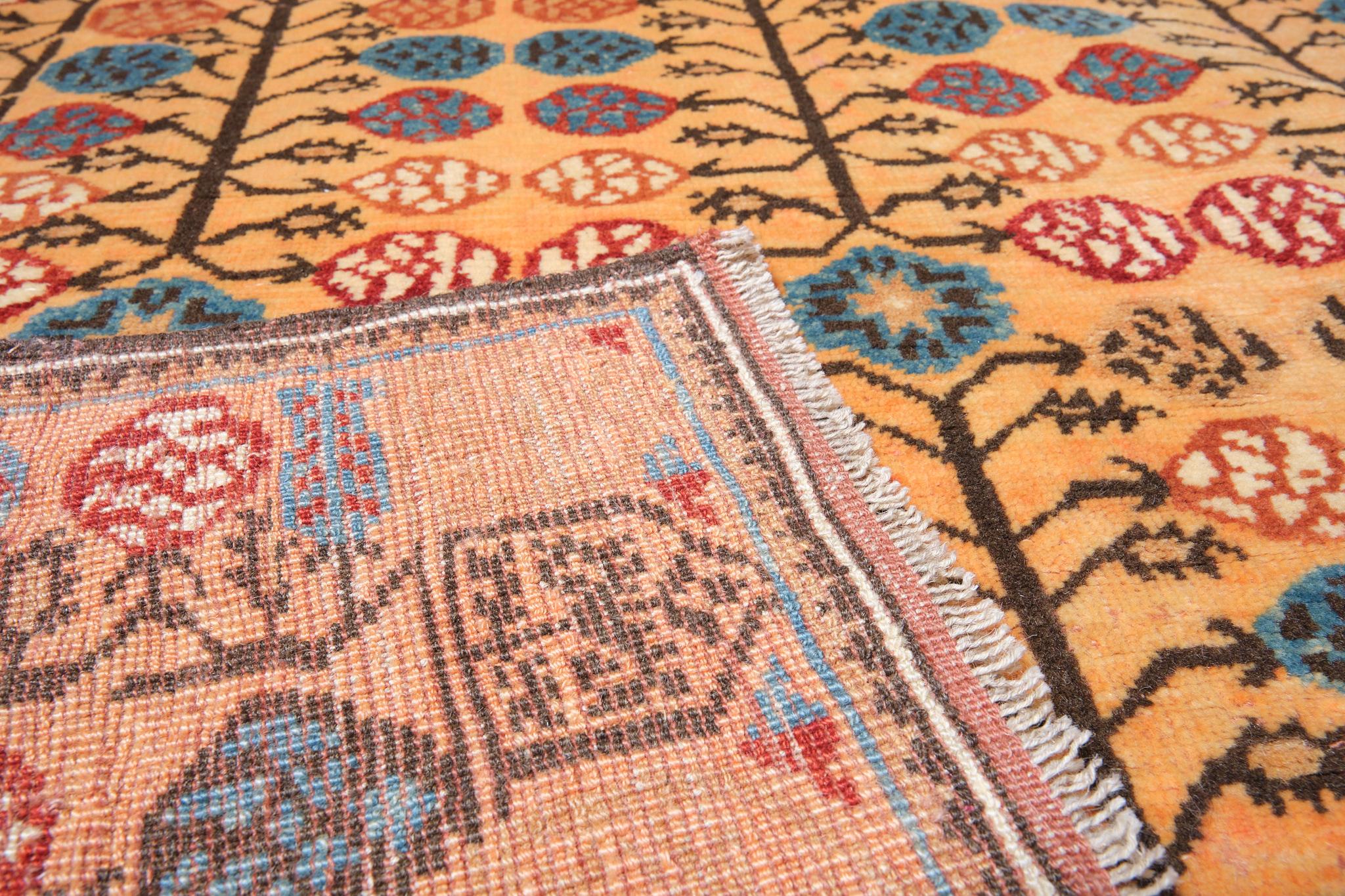 Turkish Ararat Rugs Orange Ground Rug 17th Century Anatolian Revival Carpet Natural Dyed For Sale