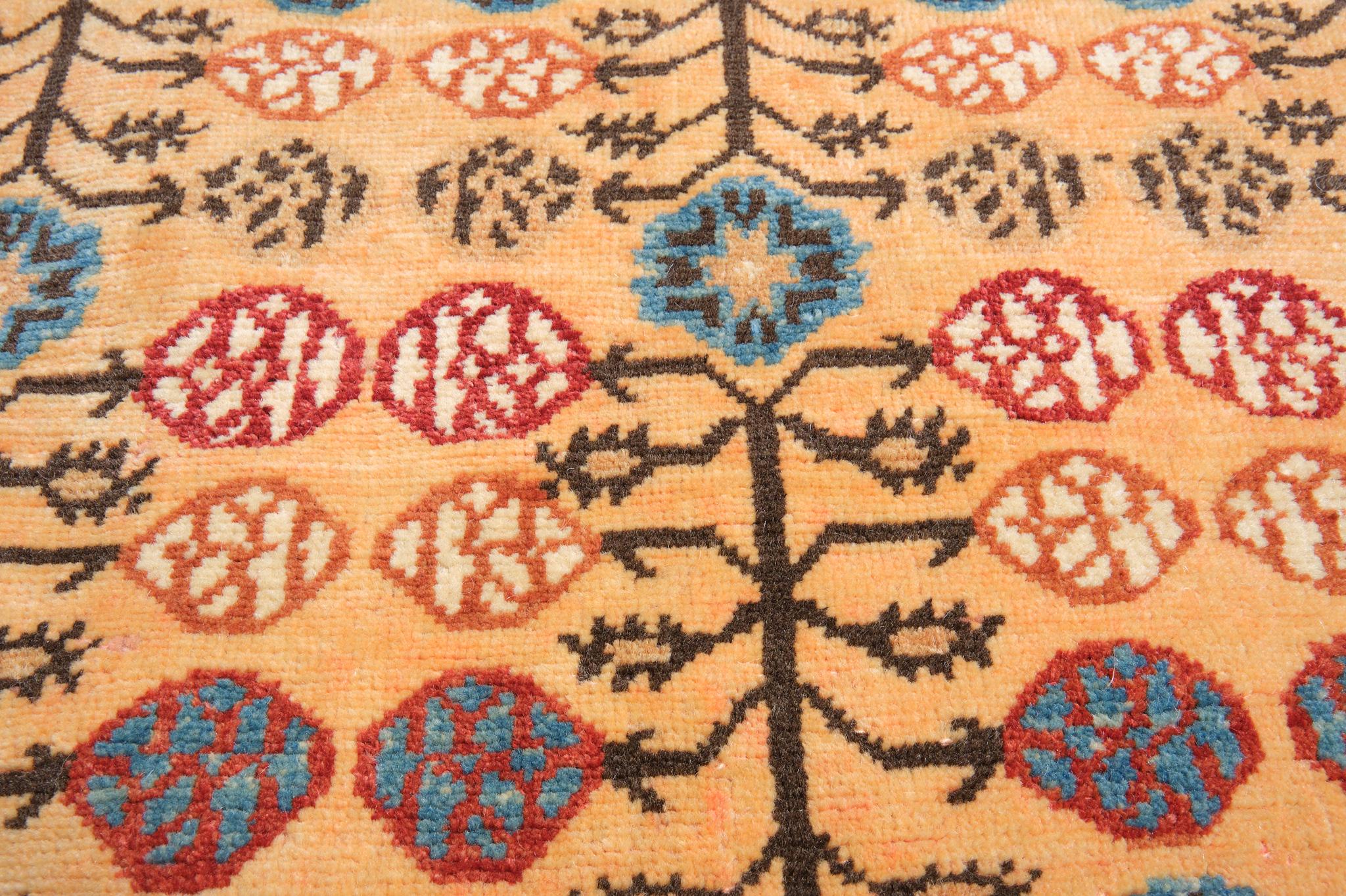 Vegetable Dyed Ararat Rugs Orange Ground Rug 17th Century Anatolian Revival Carpet Natural Dyed For Sale
