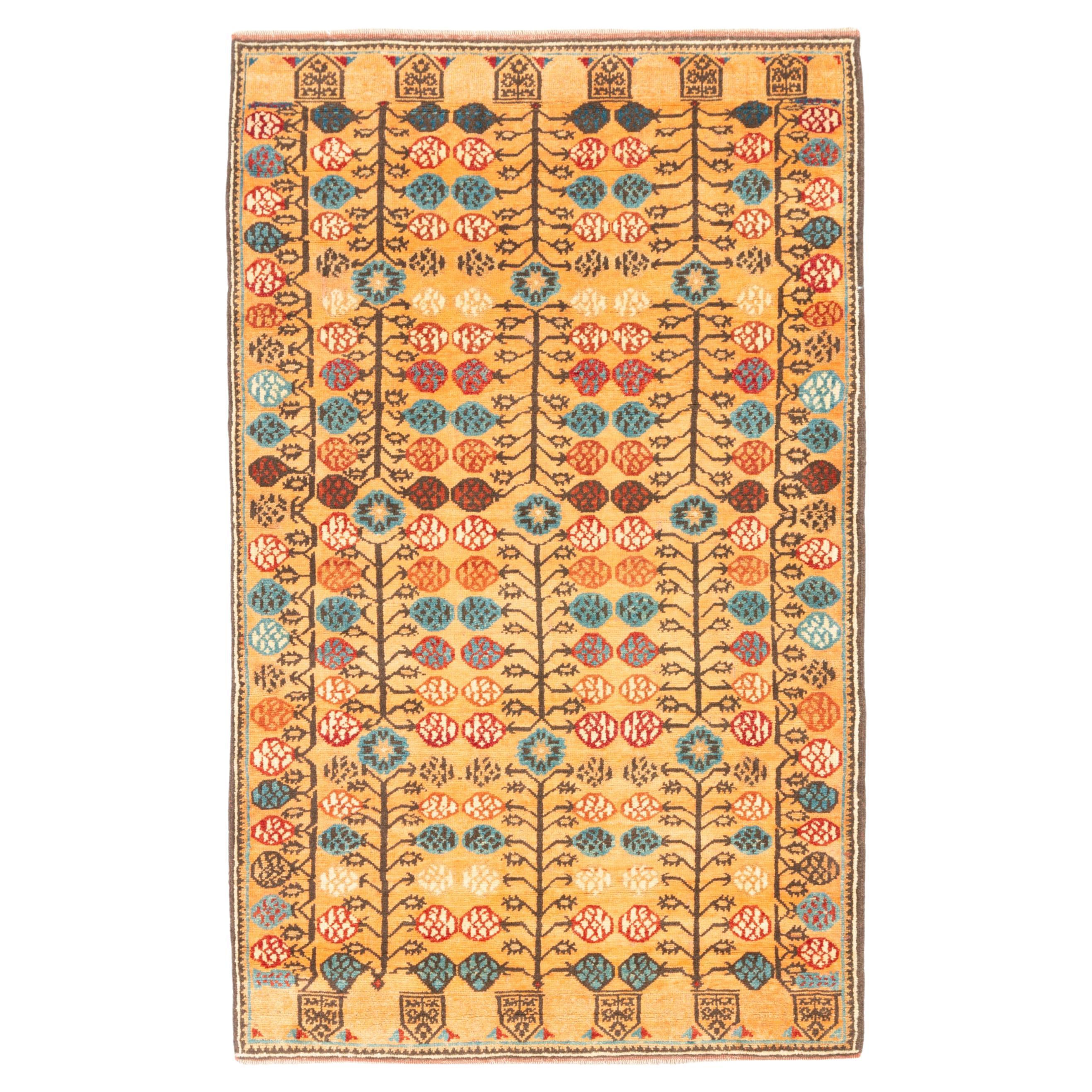 Ararat Rugs Orange Ground Rug 17th Century Anatolian Revival Carpet Natural Dyed For Sale