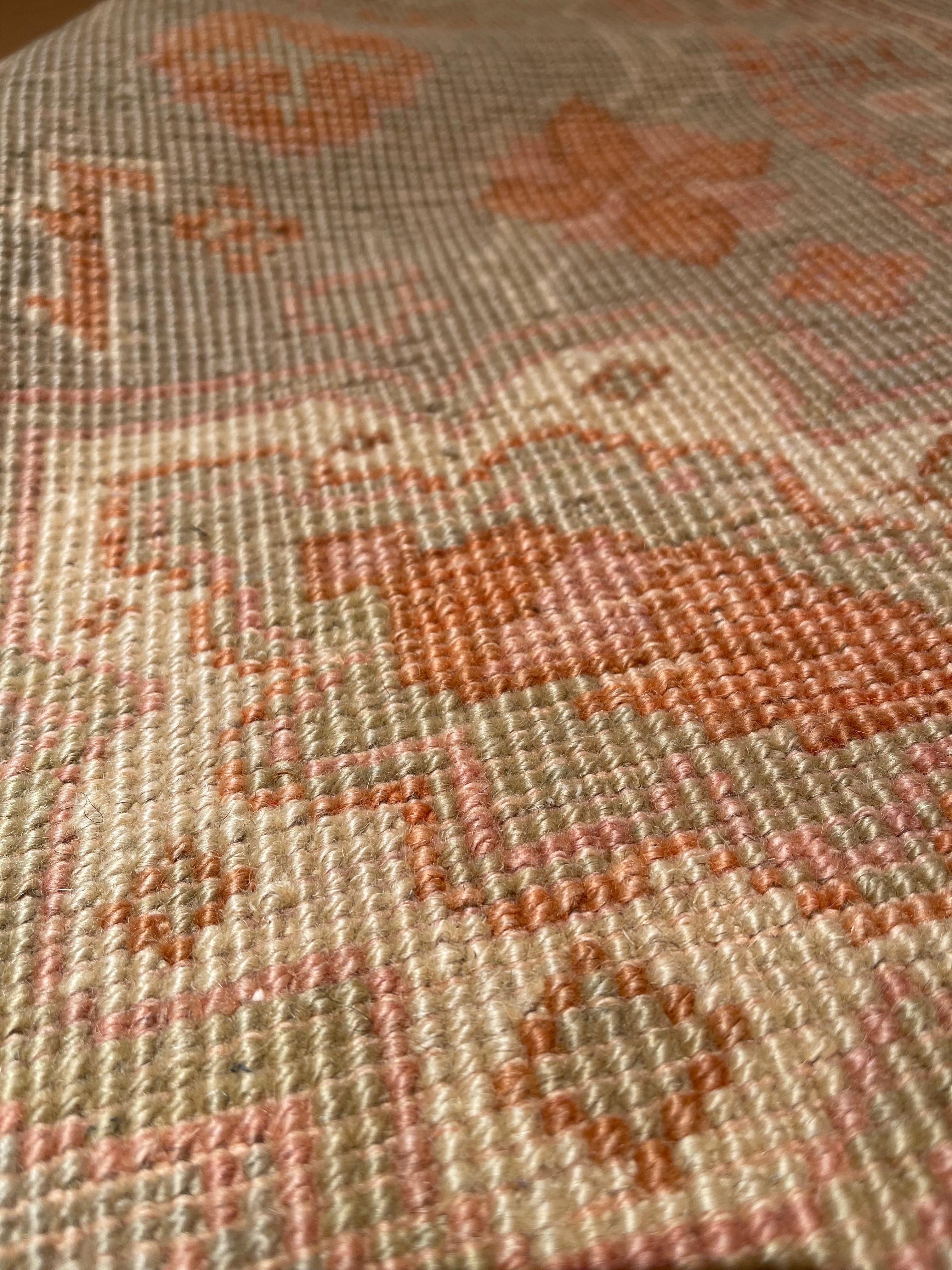 Ararat Rugs Oushak Palmette Lattice Rug, Turkish Revival Carpet, Natural Dyed For Sale 1