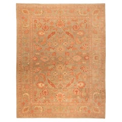 Ararat Rugs Oushak Palmette Lattice Rug Ushak Turkish Revival Carpet Natural Dye