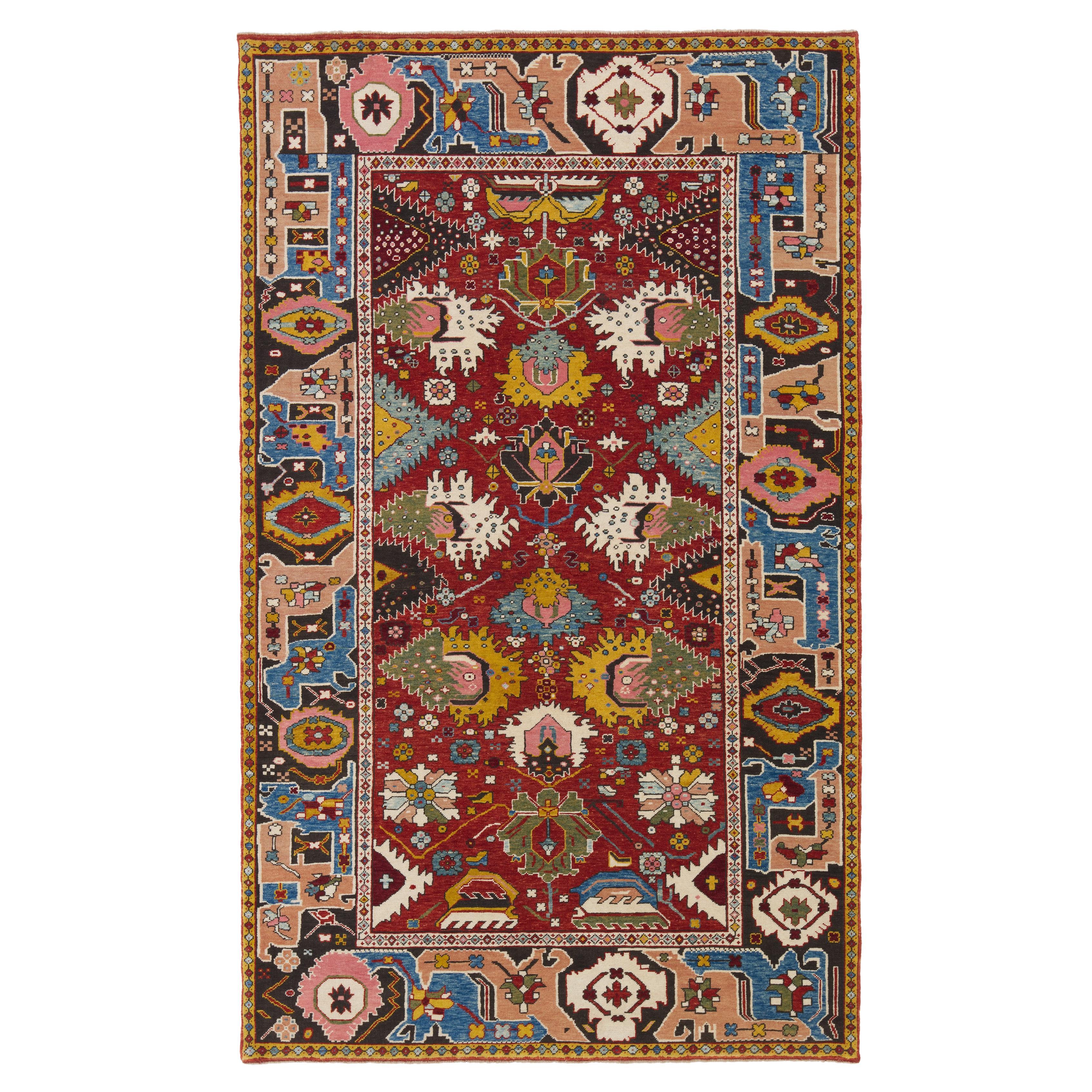 Ararat Rugs Palmettes and Flowers Lattice Rug, Revival Carpet, Natural ...