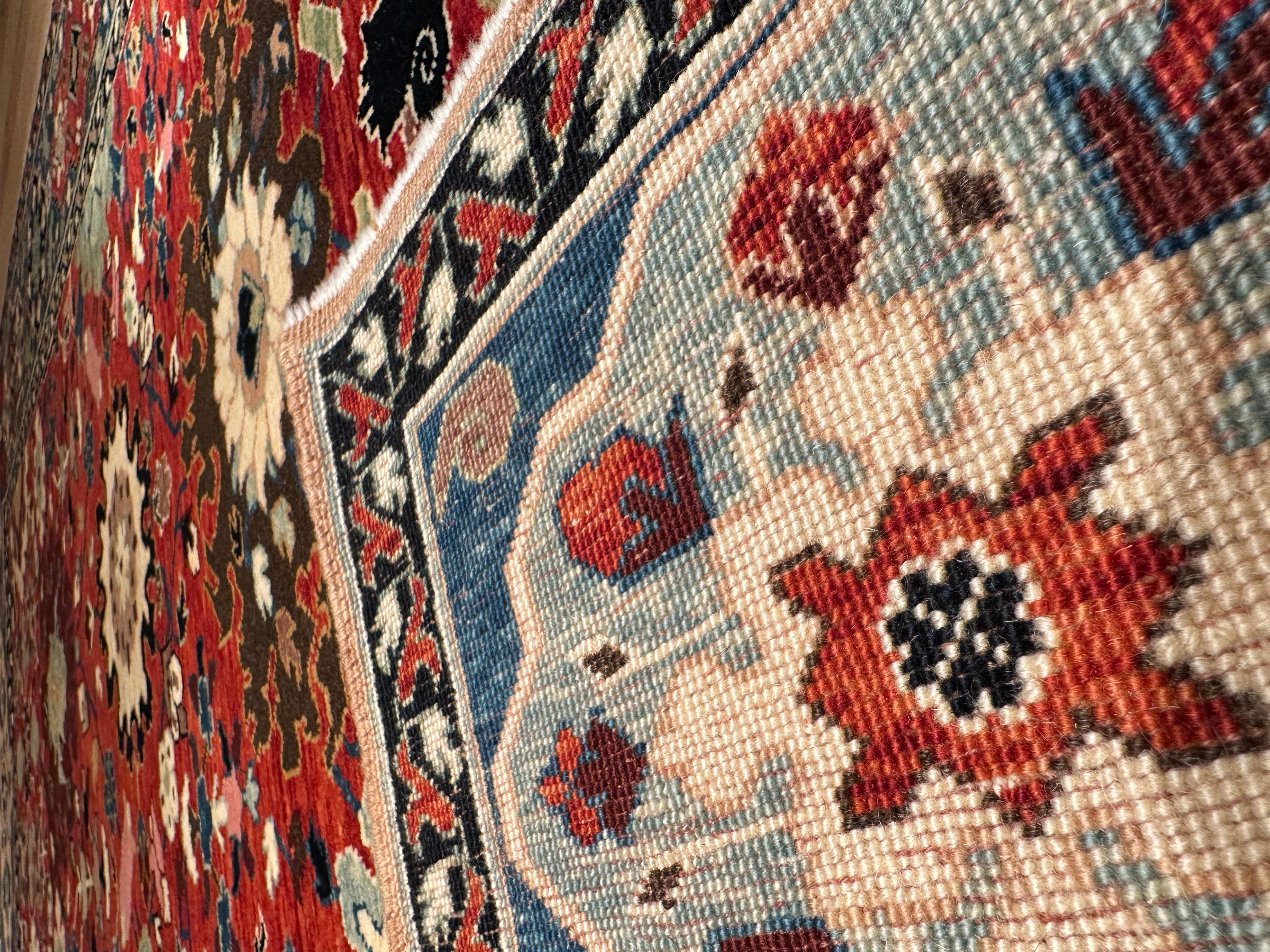 Turkish Ararat Rugs Palmette Lattice Rug, 19th Century Revival Carpet, Natural Dyed For Sale