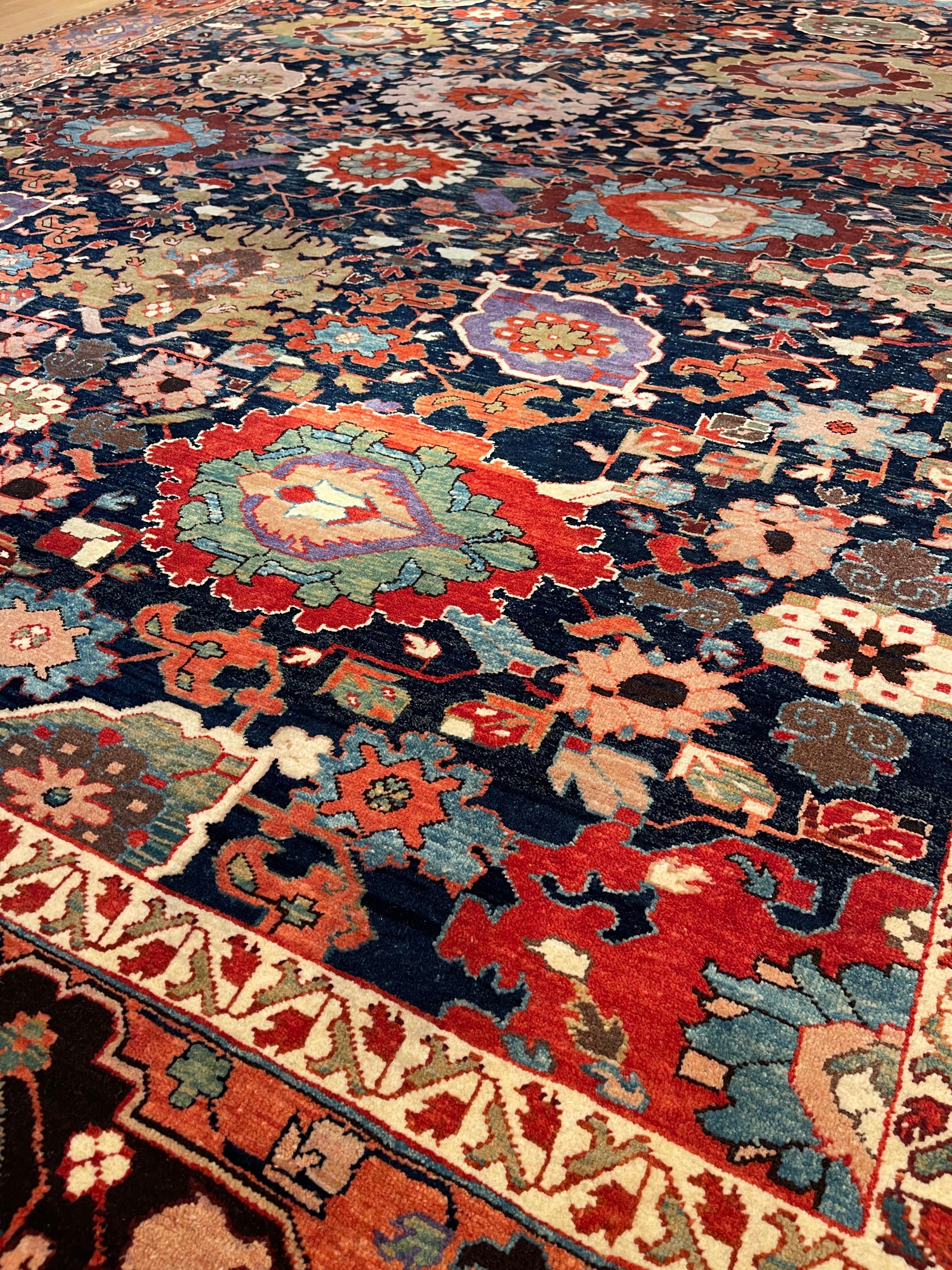 Contemporary Ararat Rugs Palmette Lattice Rug, 19th Century Revival Carpet, Natural Dyed For Sale