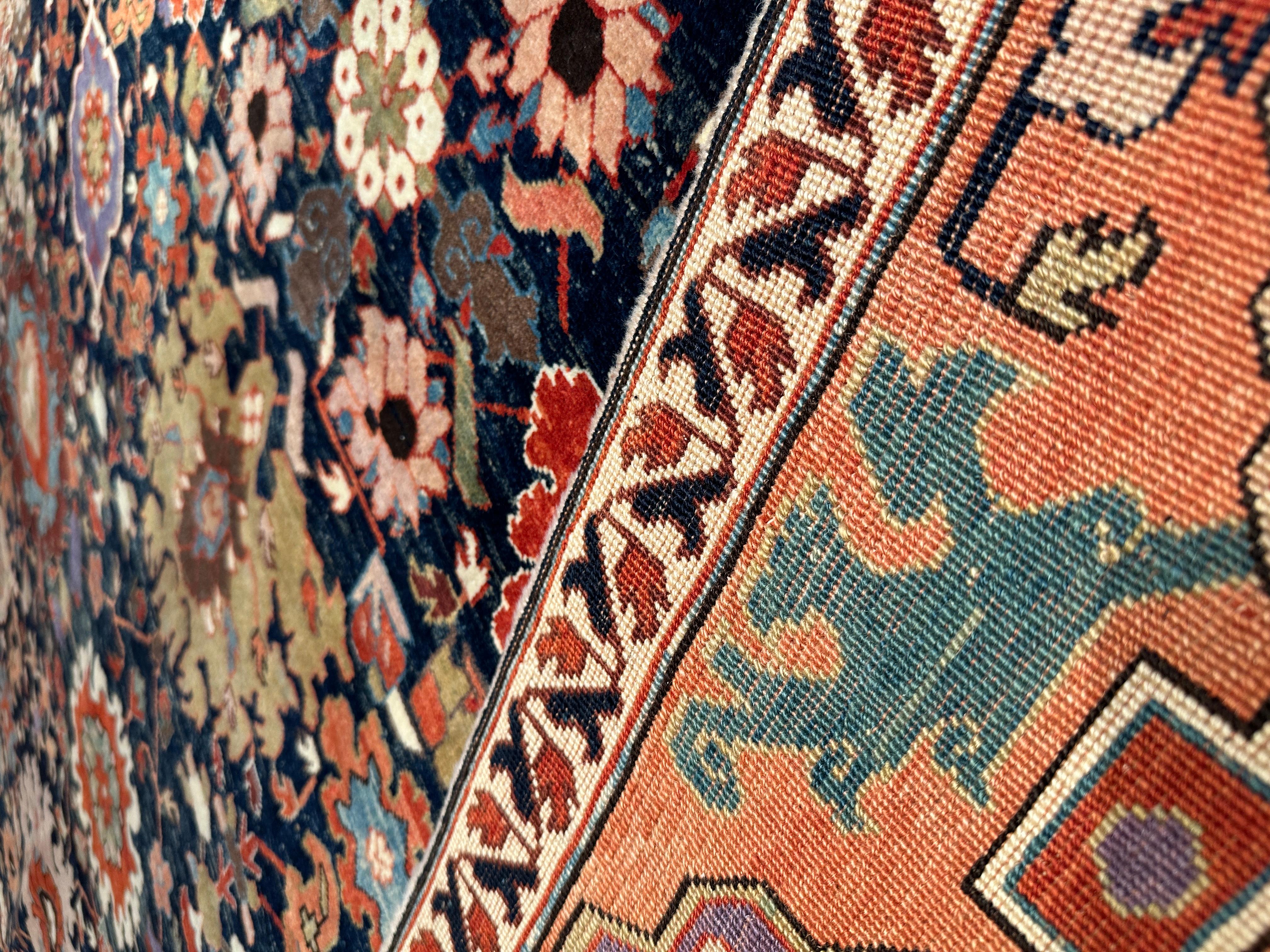 Ararat Rugs Palmette Lattice Rug, 19th Century Revival Carpet, Natural Dyed For Sale 1