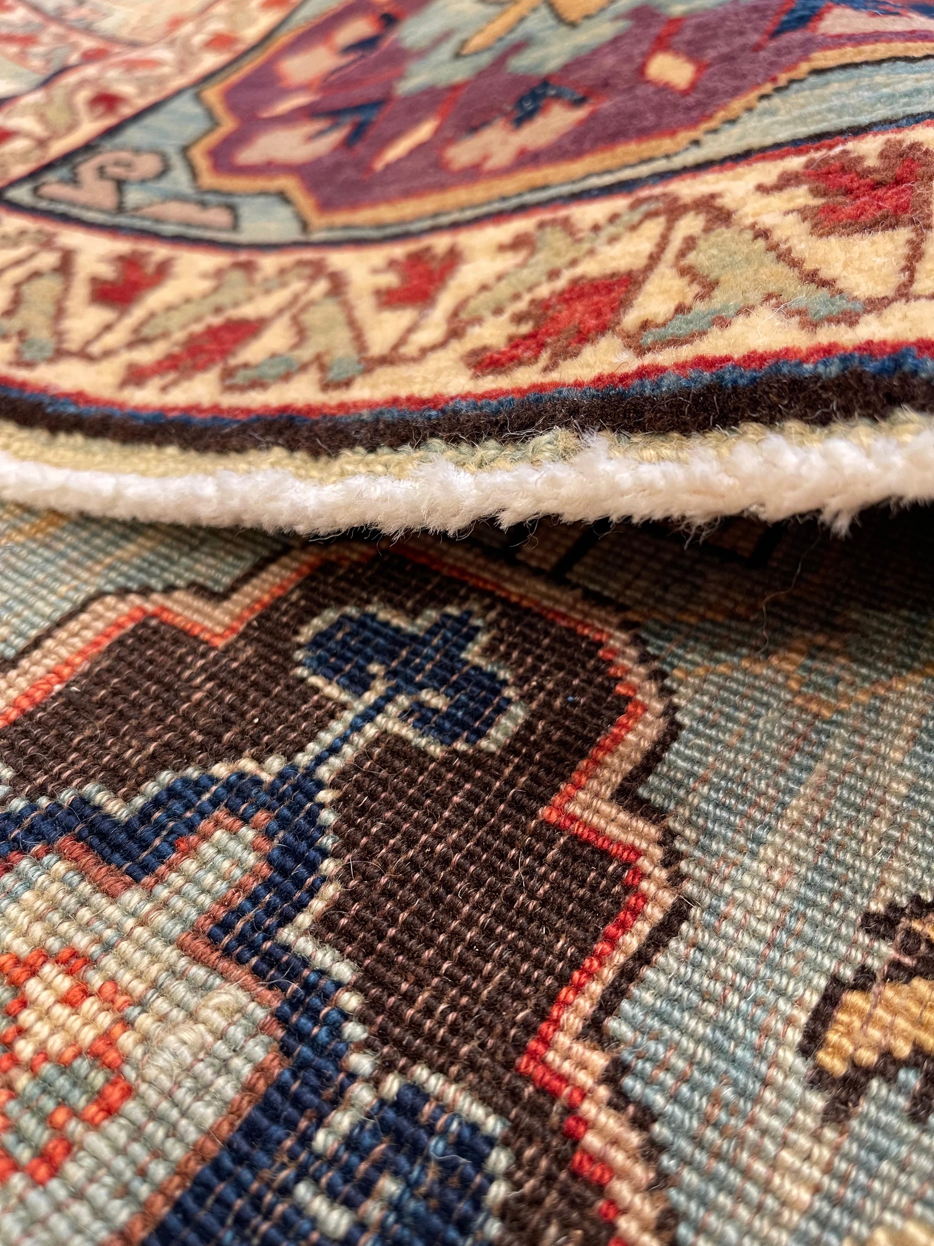 Ararat Rugs Palmette Lattice Rug, 19th Century Revival Carpet, Natural Dyed For Sale 1