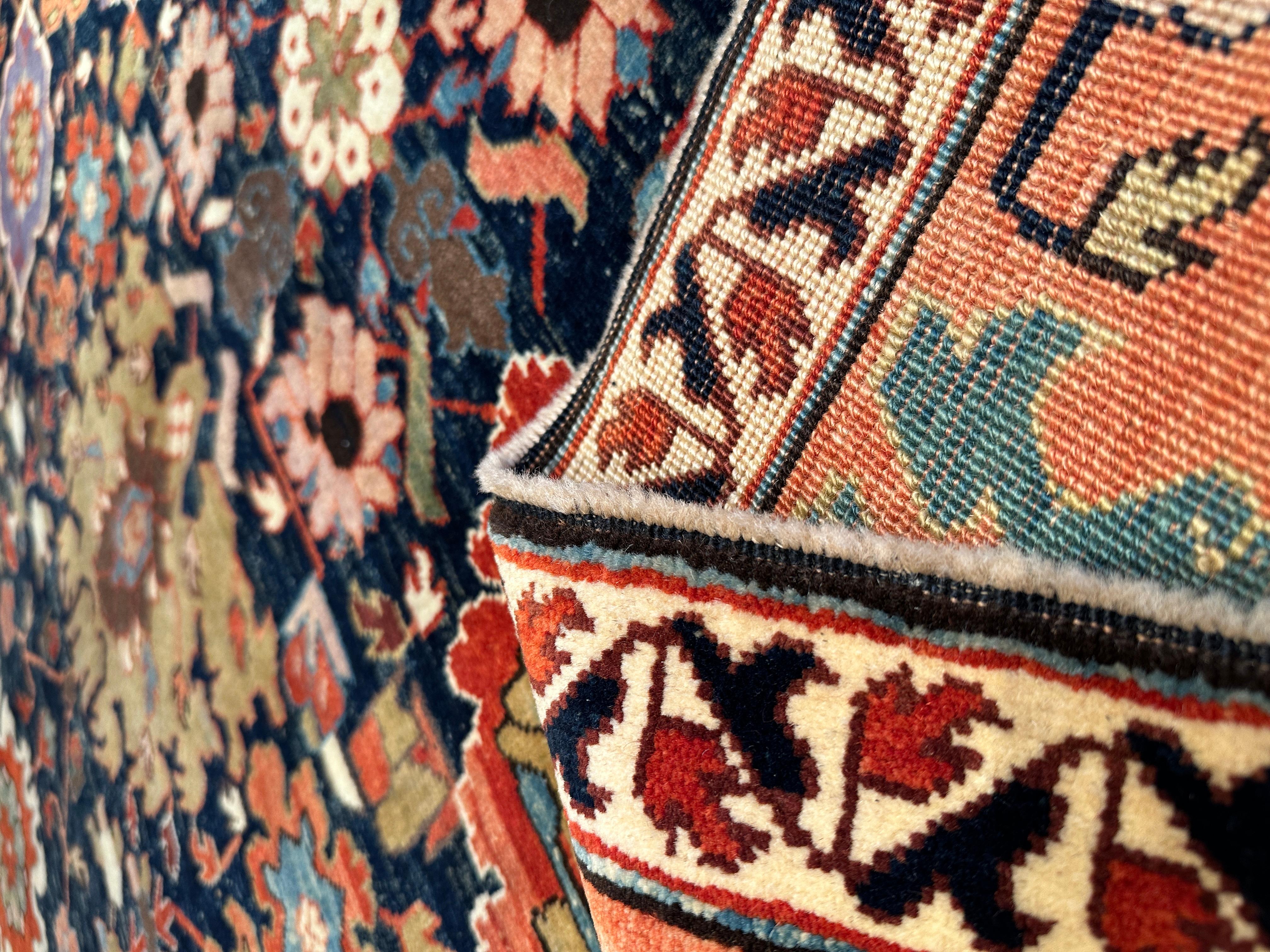 Ararat Rugs Palmette Lattice Rug, 19th Century Revival Carpet, Natural Dyed For Sale 2
