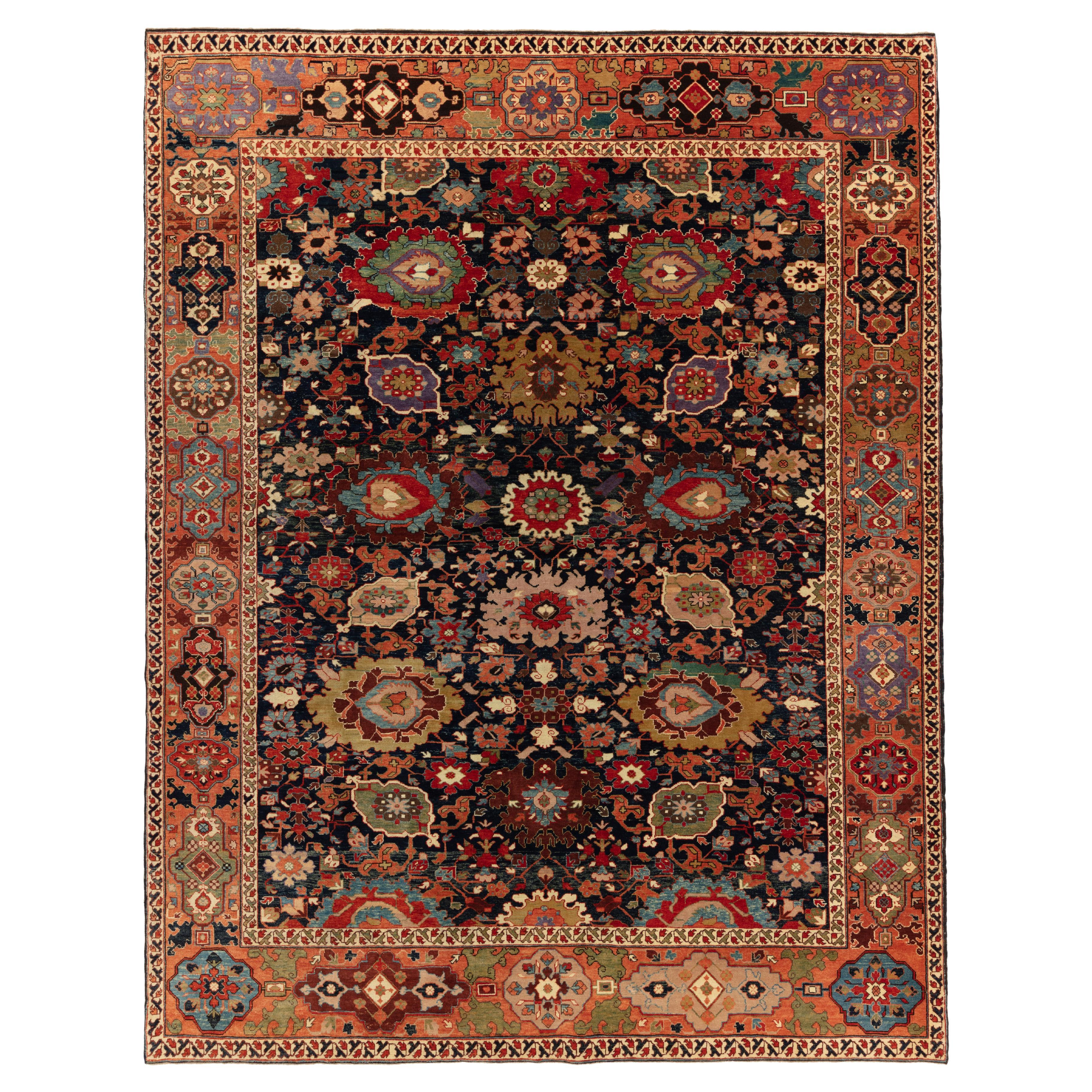 Ararat Rugs Palmette Lattice Rug, 19th Century Revival Carpet, Natural Dyed For Sale