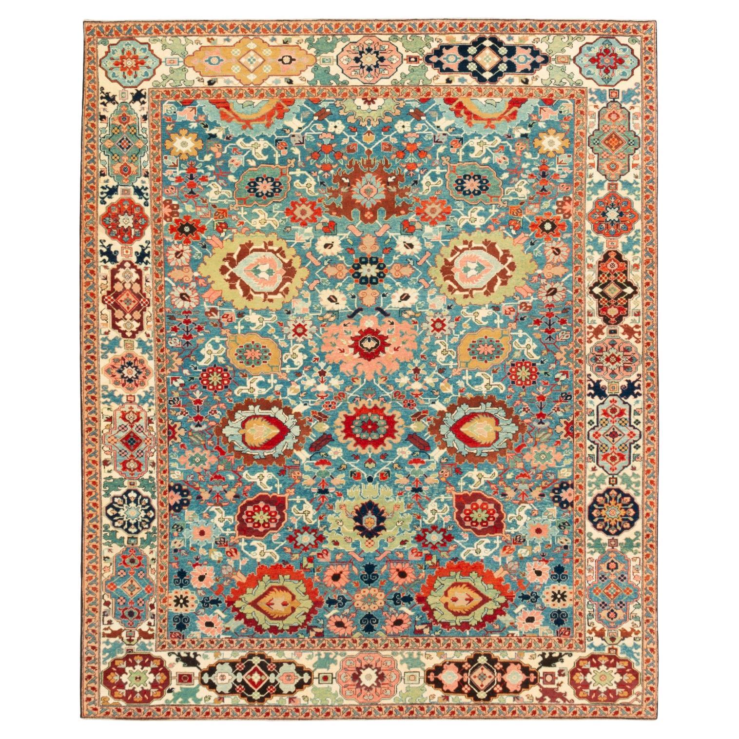 Ararat Rugs Palmette Lattice Rug, 19th Century Revival Carpet, Natural Dyed