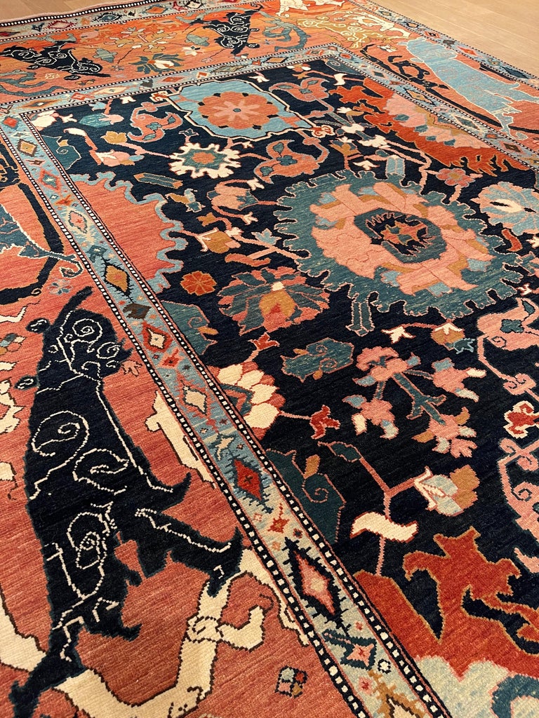 Ararat Rugs Palmettes and Flowers Lattice Carpet, Bidjar Border ...