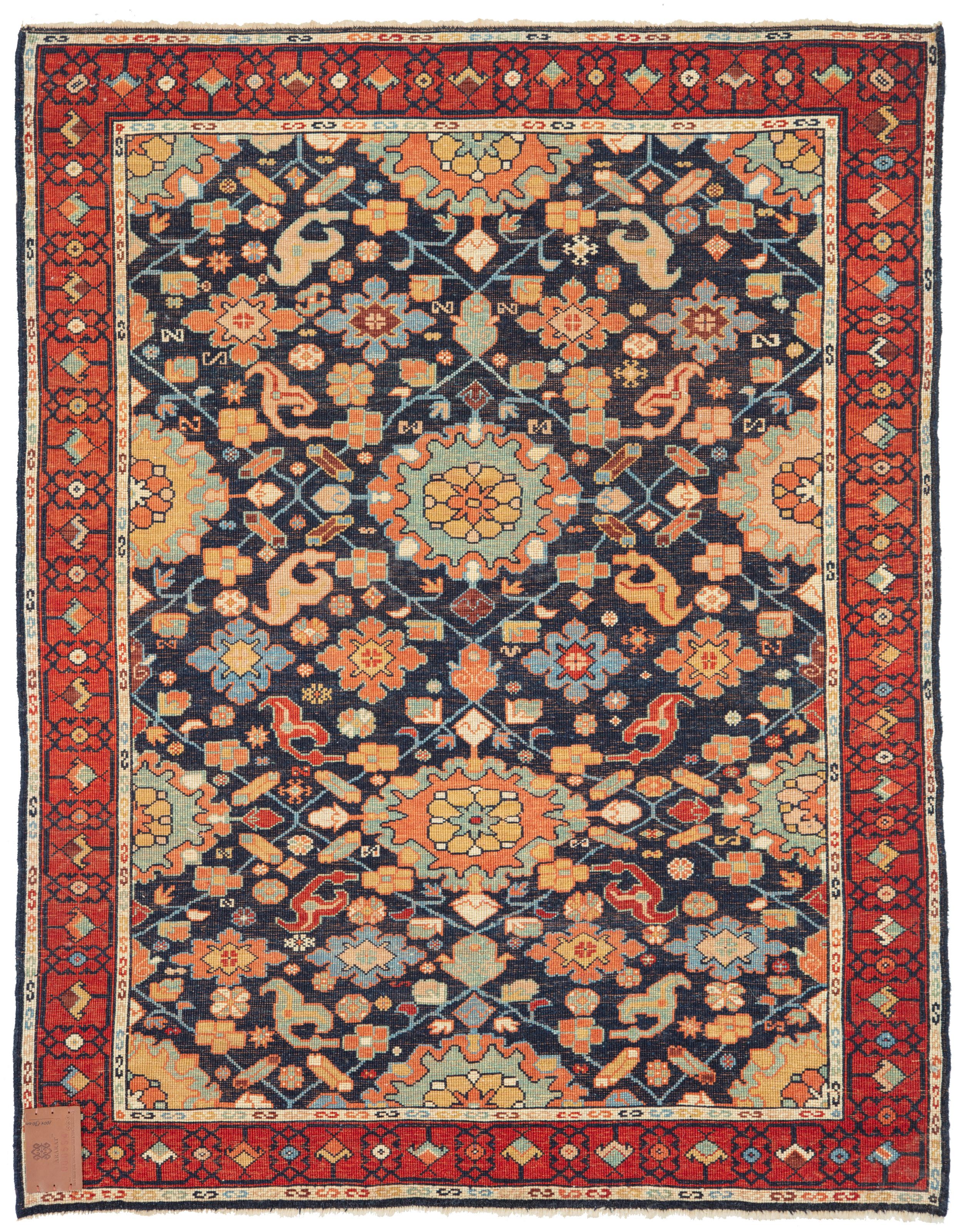 Tintura vegetale Tappeto Ararat Palmettes and Flowers Lattice Tappeto antico Persiano Revival in vendita