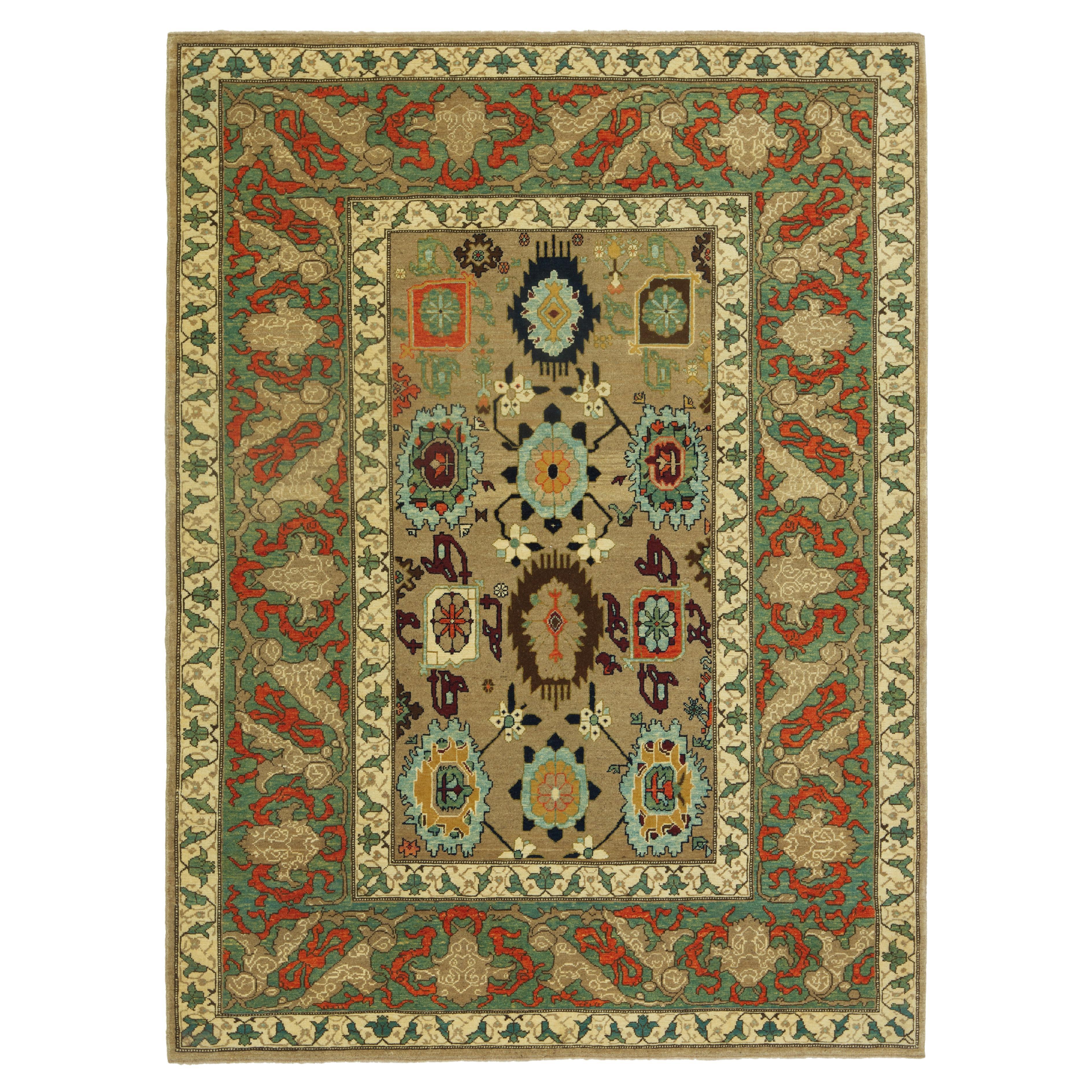 Ararat Rugs Palmettes and Flowers Lattice Rug Antique Persian Revival Carpet