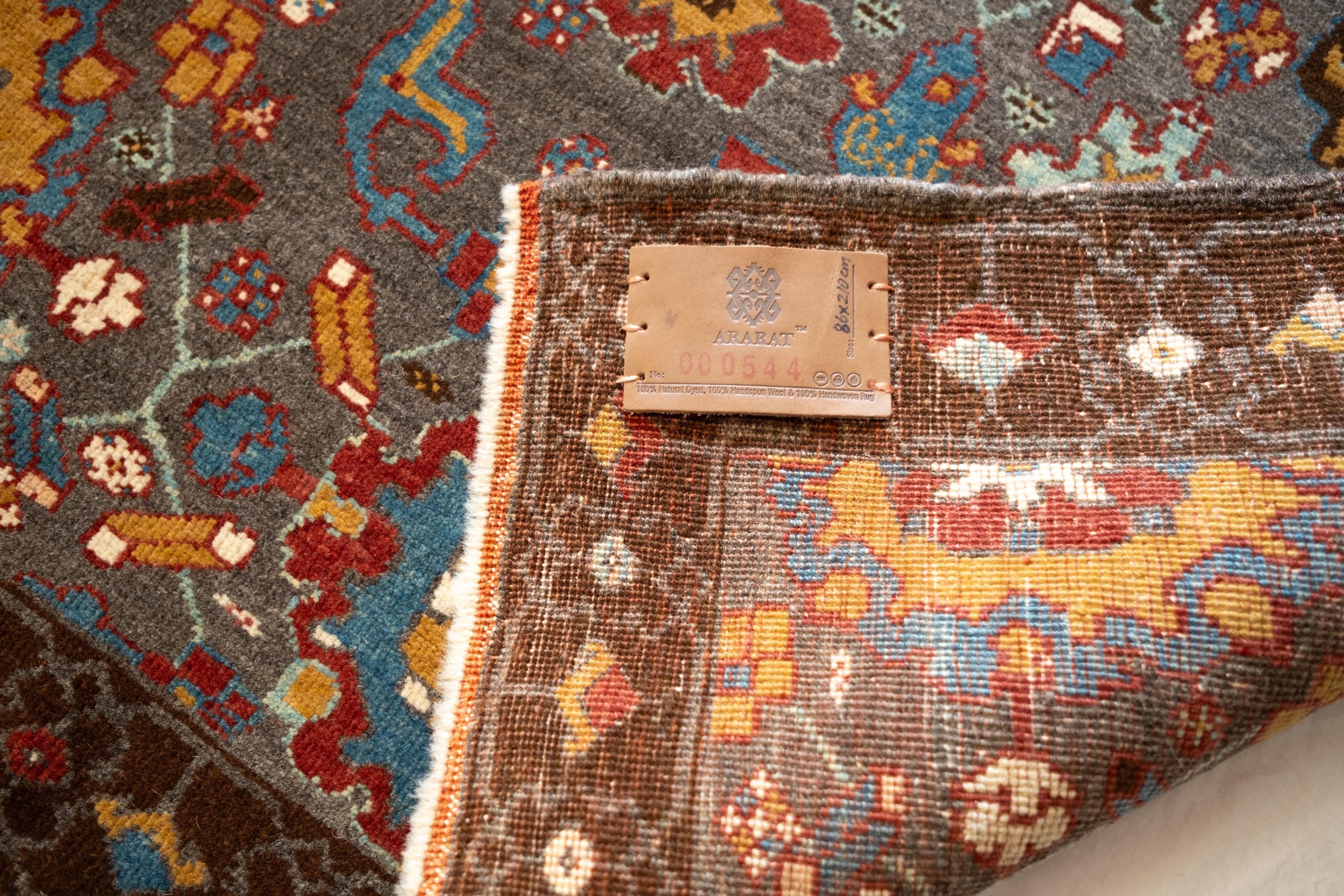 Turkish Ararat Rugs Palmettes and Flowers Lattice Rug Antique Revival Carpet Natural Dye For Sale