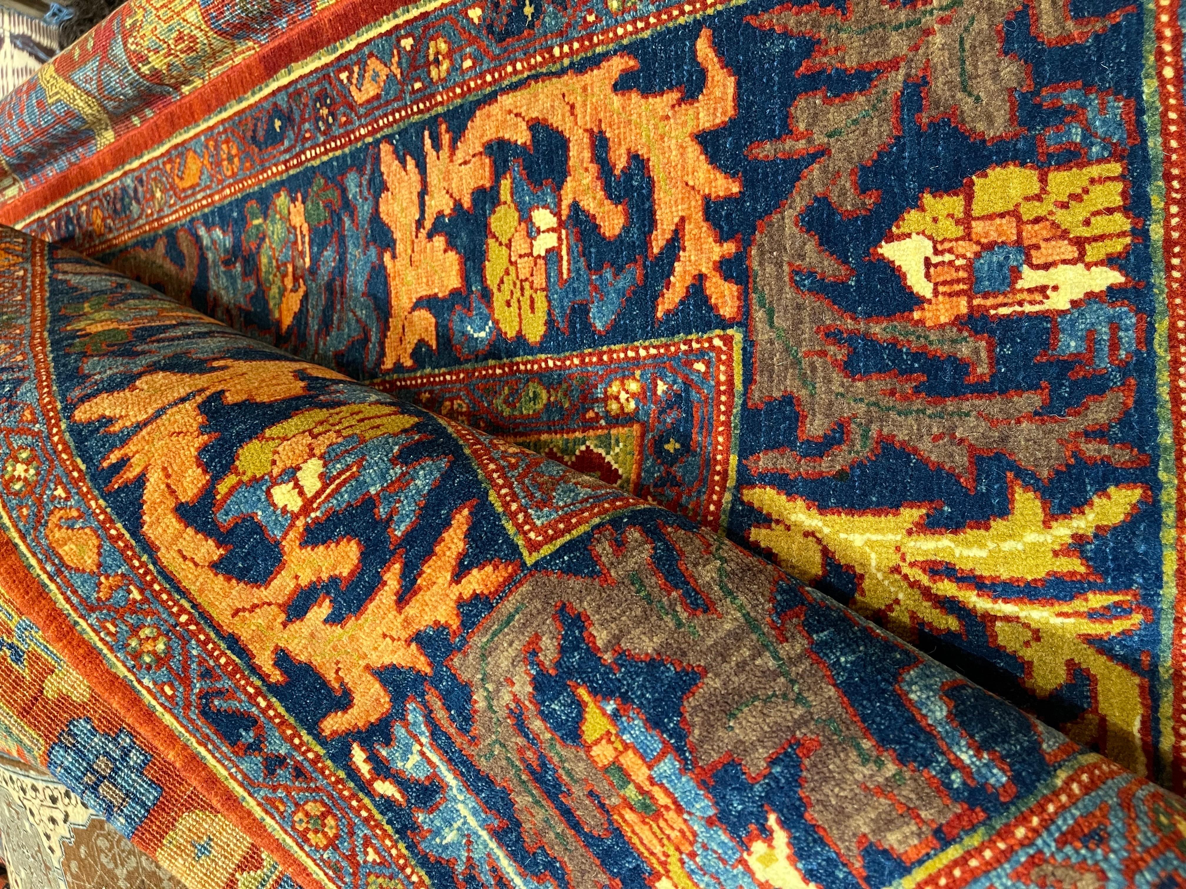 Vegetable Dyed Ararat Rugs Palmettes and Flowers Lattice Rug Antique Revival Carpet Natural Dye For Sale
