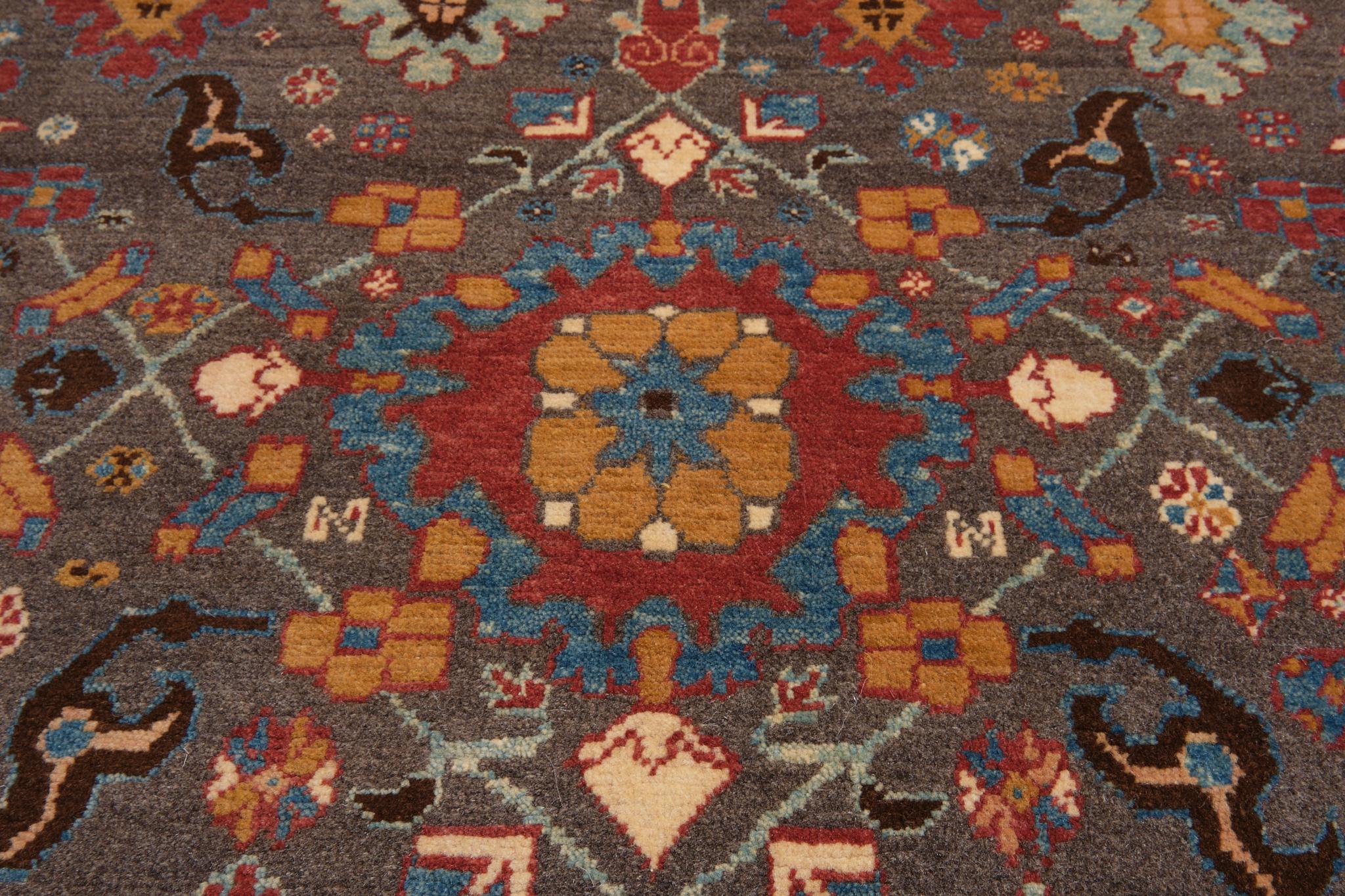 Ararat Rugs Palmettes and Flowers Lattice Rug Antique Revival Carpet Natural Dye In New Condition For Sale In Tokyo, JP