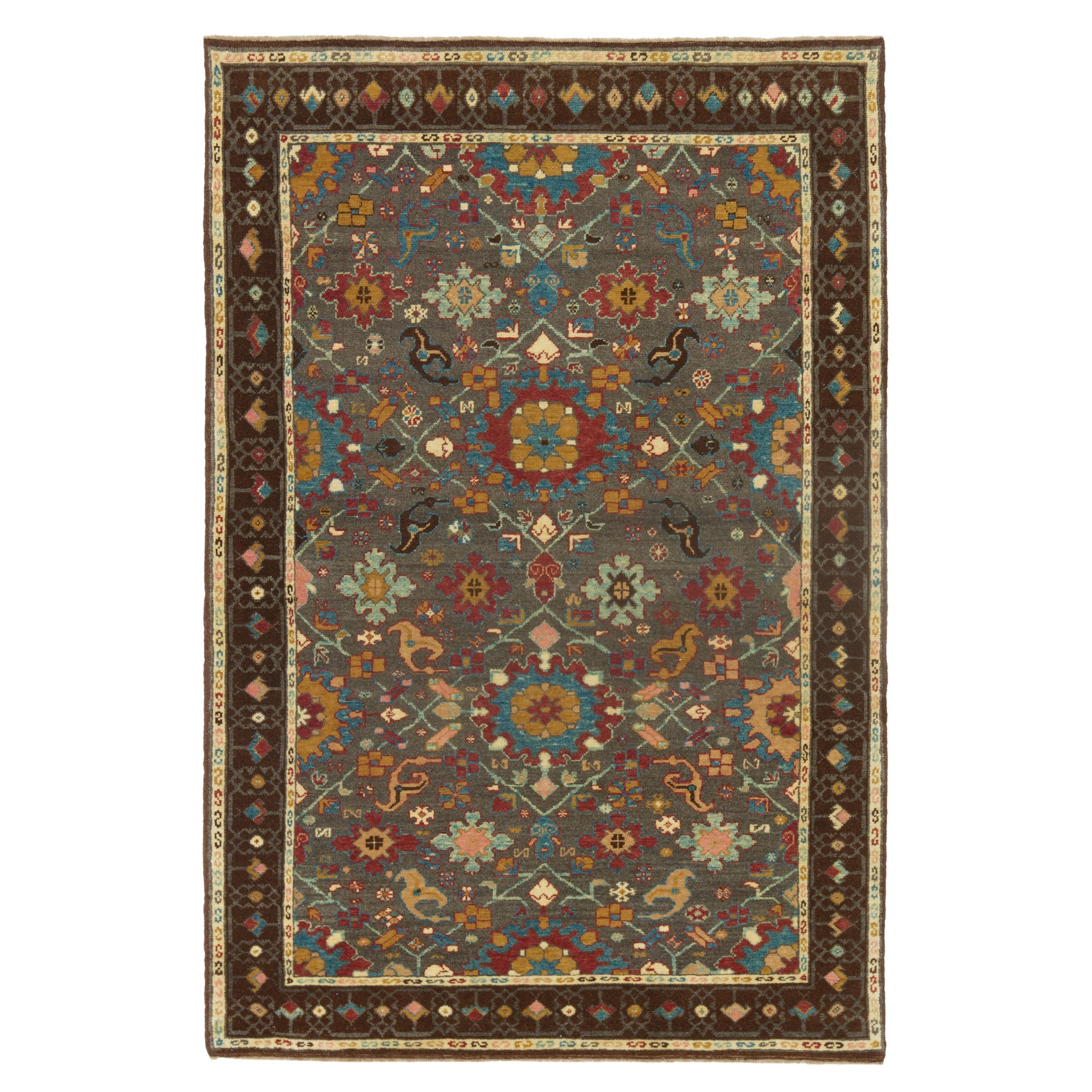 Ararat Rugs Palmettes and Flowers Lattice Rug Antique Revival Carpet Natural Dye For Sale