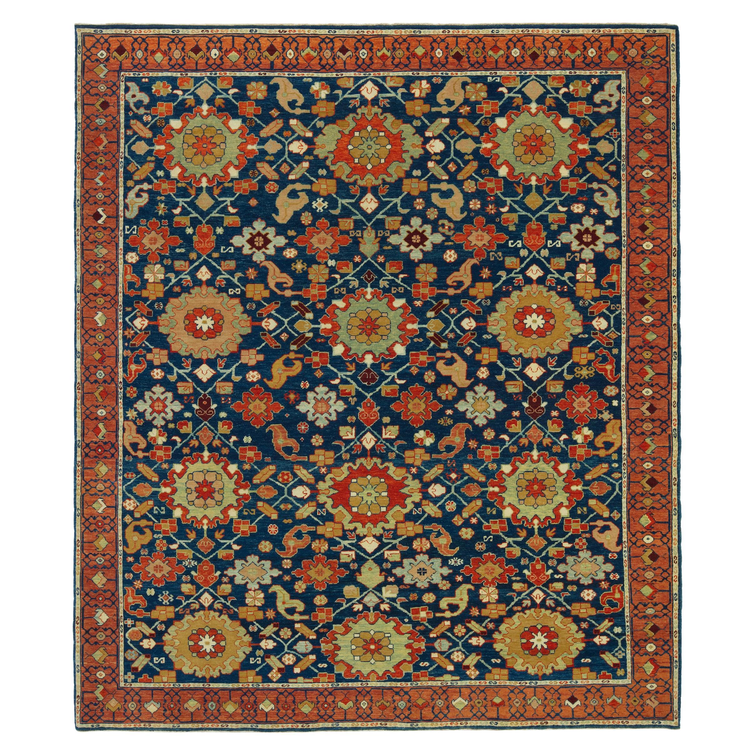 Ararat Rugs Palmettes and Flowers Lattice Rug Antique Revival Carpet Natural Dye For Sale