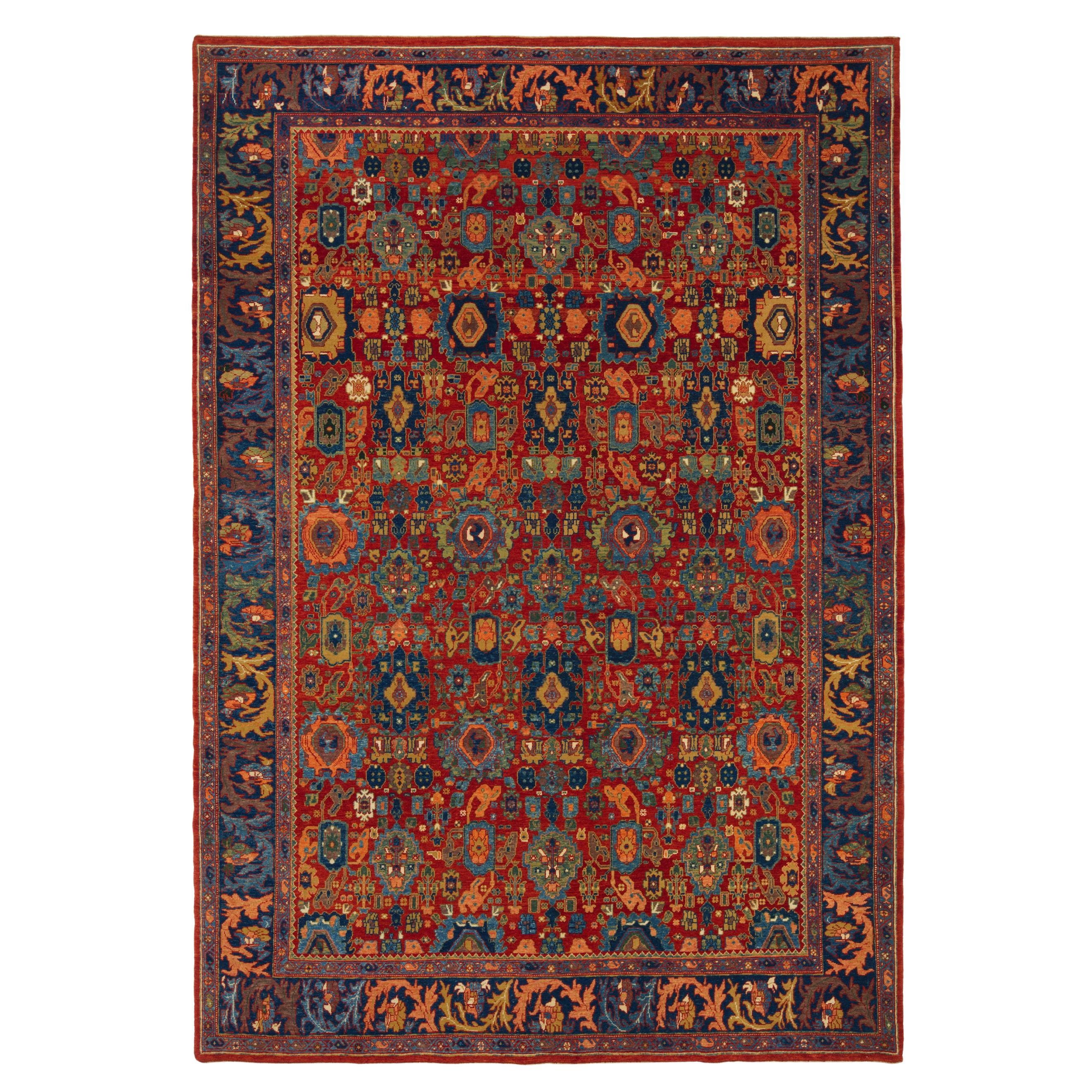 Ararat Rugs Palmettes and Flowers Lattice Rug Antique Revival Carpet Natural Dye For Sale