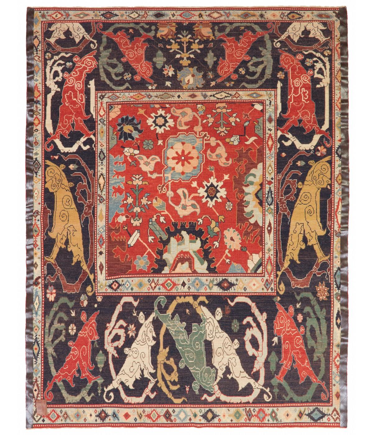 Introducing the exquisite Palmettes and Flower Lattice Rug from Ararat Rugs, a masterful representation of traditional Persian craftsmanship. This handwoven rug showcases the intricate 