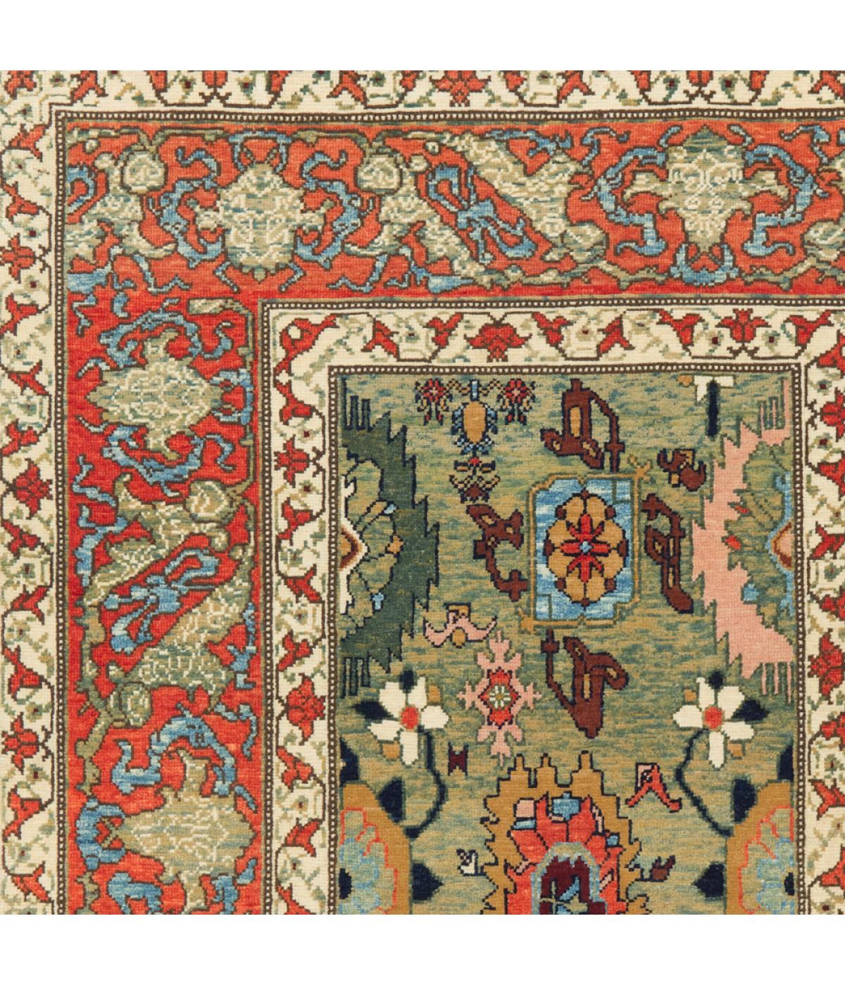 Turkish Ararat Rugs Palmettes and Flowers Lattice Rug Bidjar Revival Carpet Natural Dyed For Sale