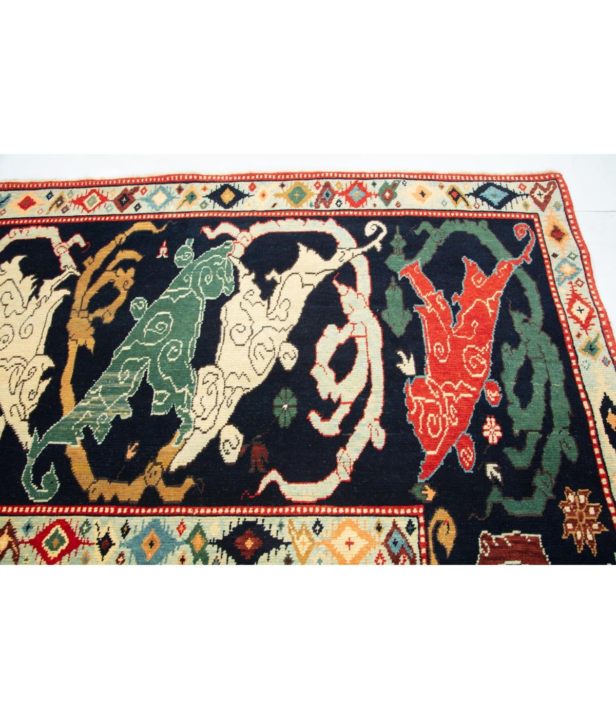 Turkish Ararat Rugs Palmettes and Flowers Lattice Rug Bidjar Revival Carpet Natural Dyed For Sale