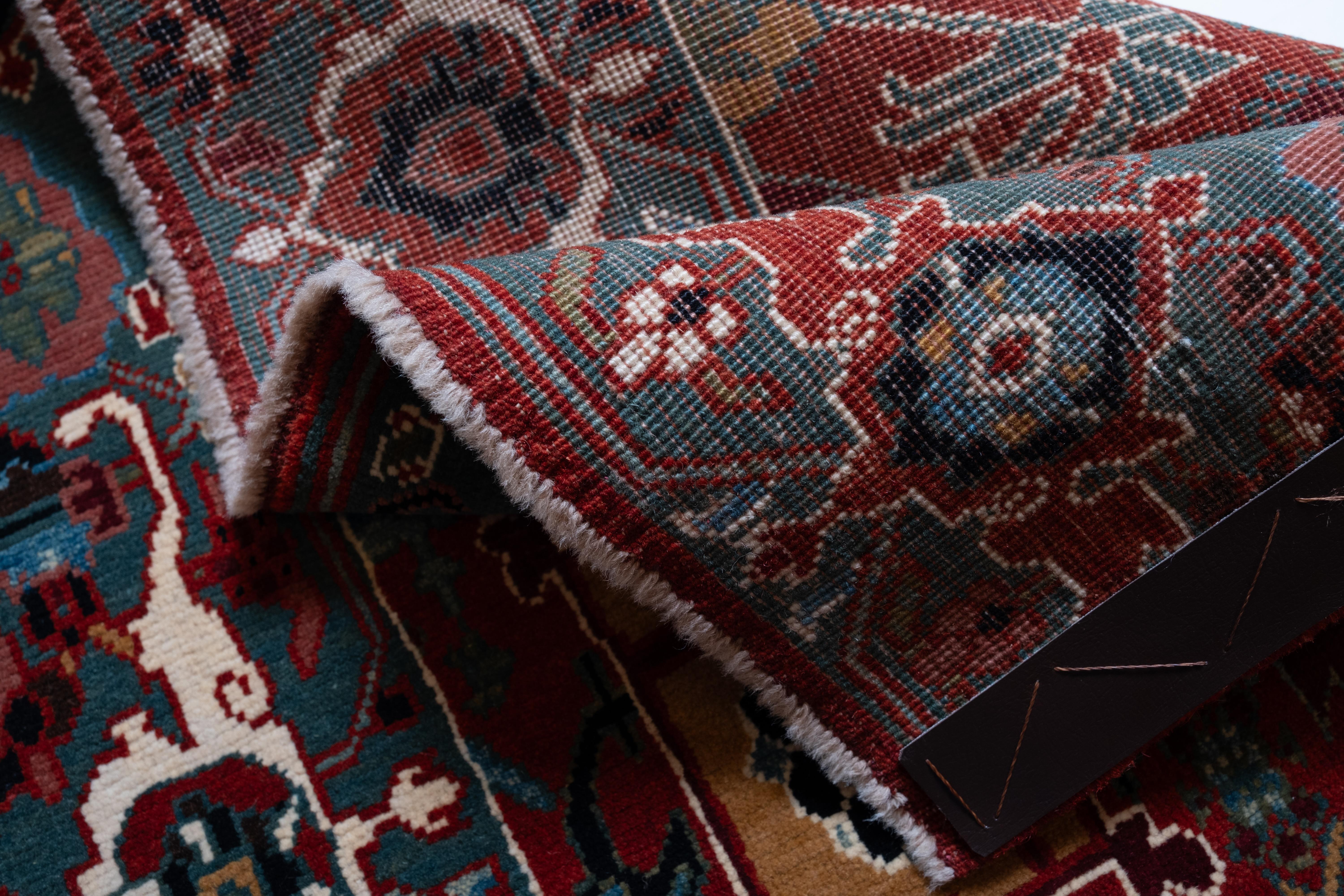 Vegetable Dyed Ararat Rugs Palmettes and Flowers Lattice Rug Bidjar Revival Carpet Natural Dyed For Sale