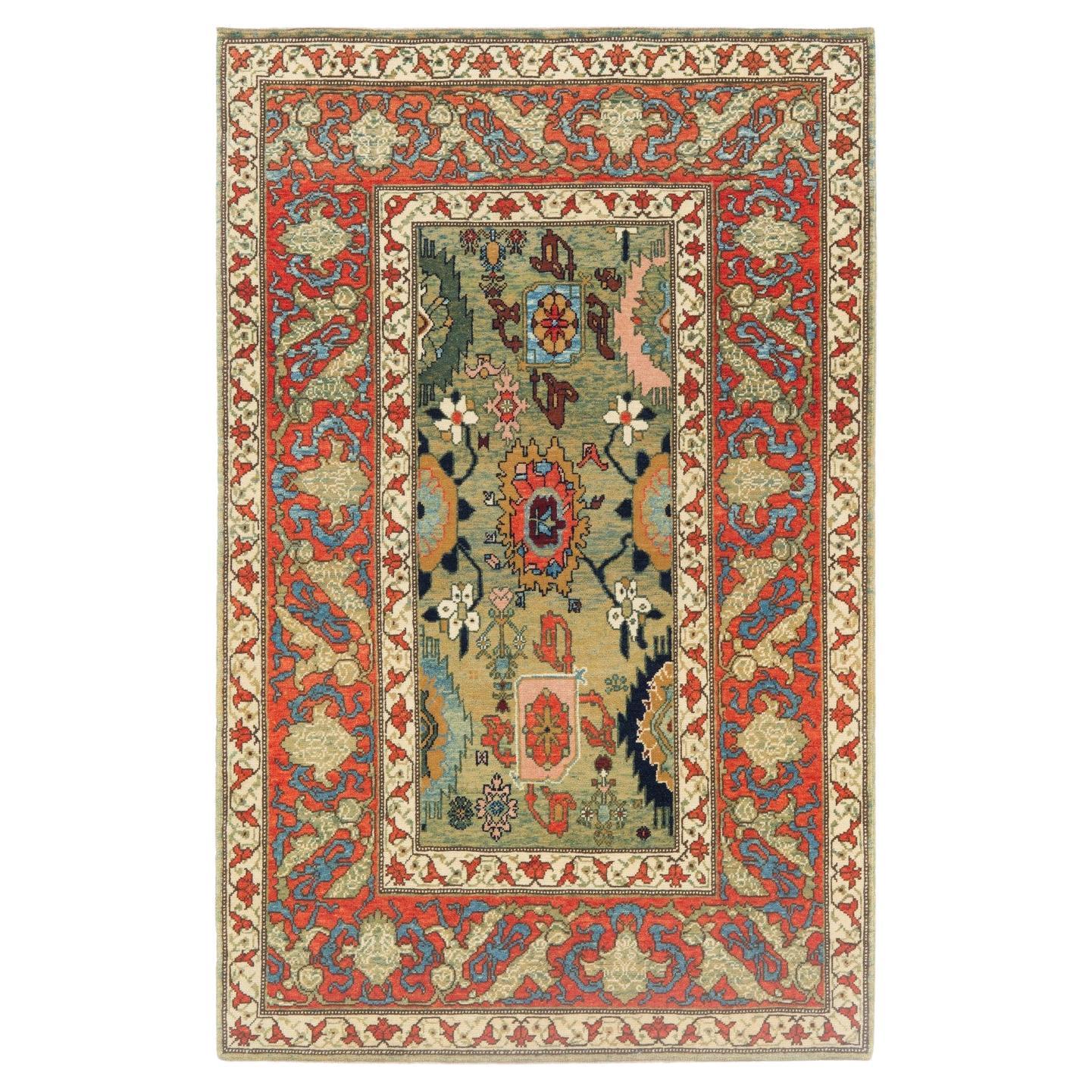 Ararat Rugs Palmettes and Flowers Lattice Rug Bidjar Revival Carpet Natural Dyed For Sale
