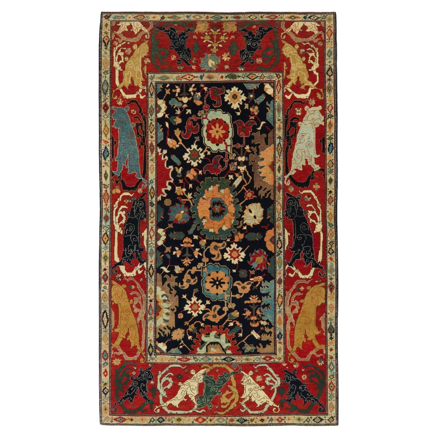 Ararat Rugs Palmettes and Flowers Lattice Rug Bidjar Revival Carpet Natural Dyed