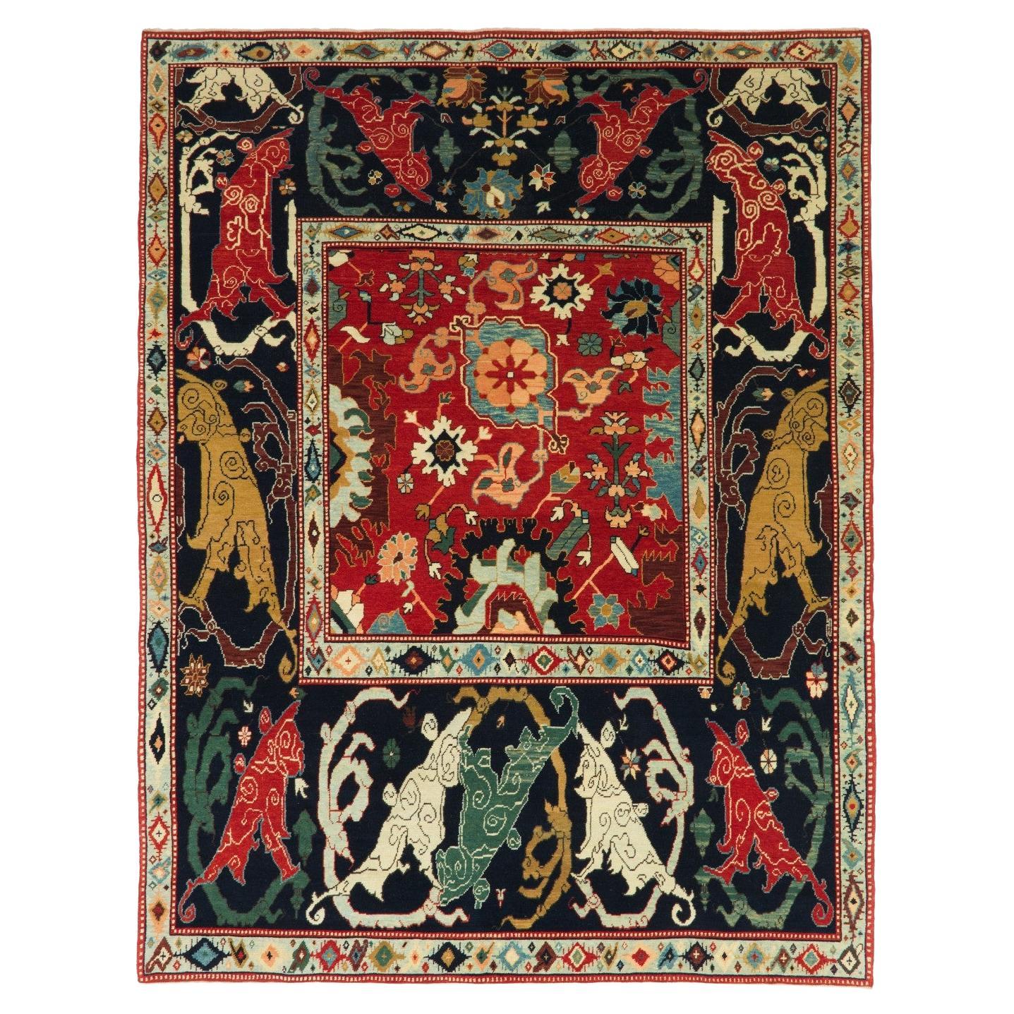 Ararat Rugs Palmettes and Flowers Lattice Rug Bidjar Revival Carpet Natural Dyed
