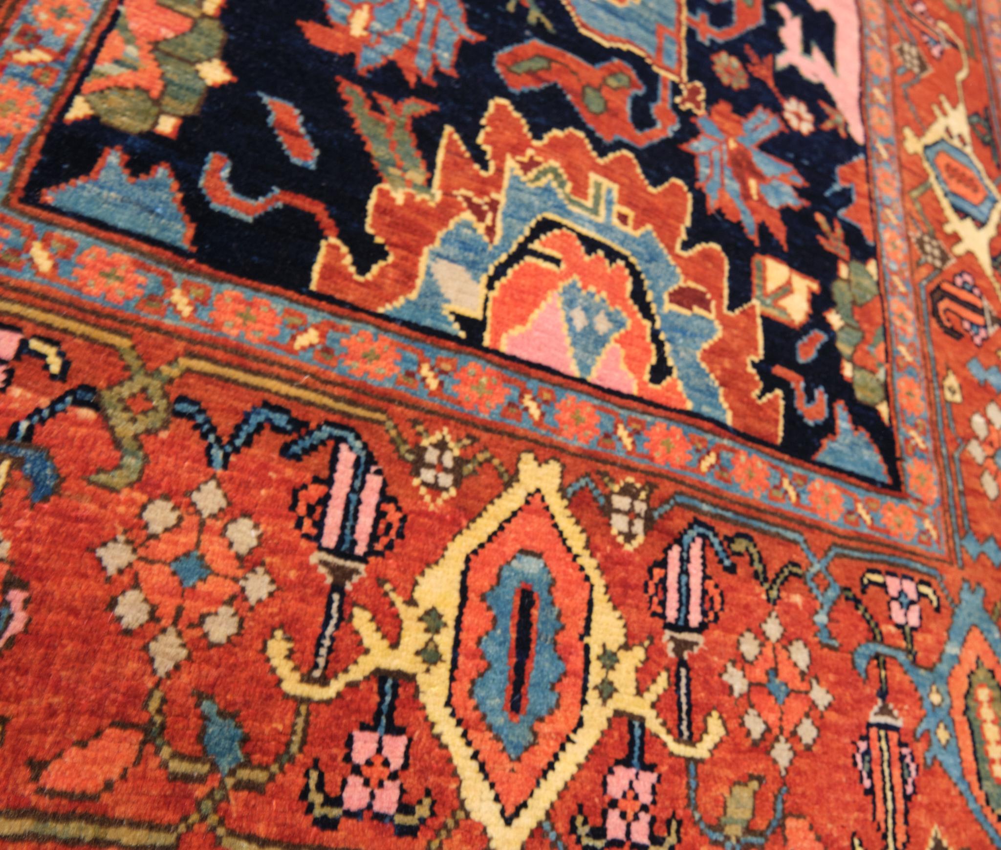 Turkish Ararat Rugs Palmettes and Flowers Lattice Rug Revival Carpet, Natural Dyed For Sale